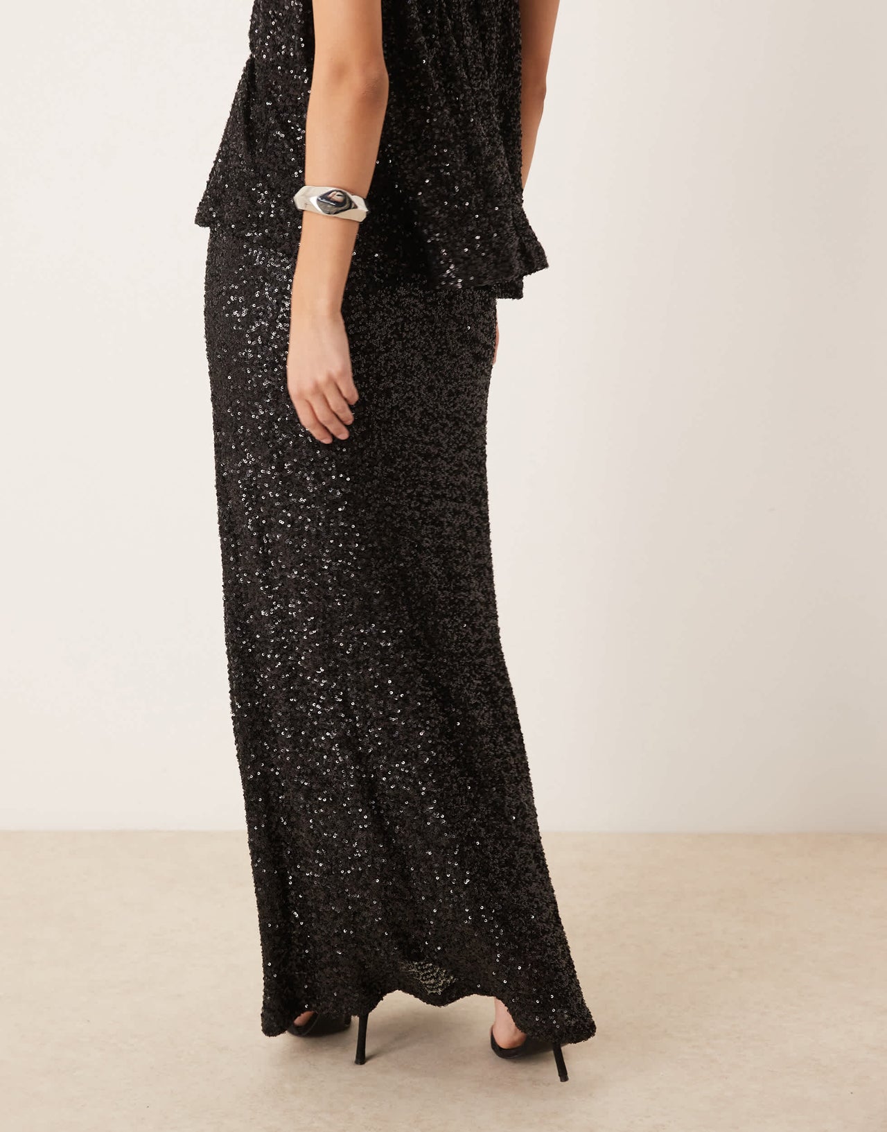 Gina Tricot mix & match sequin maxi skirt in black