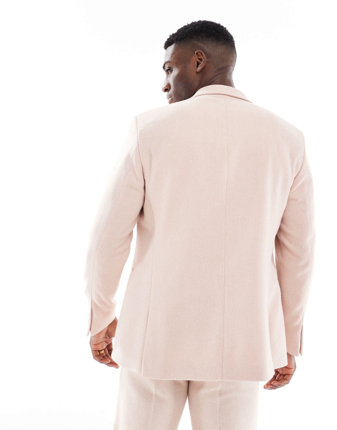 ASOS DESIGN double breasted regular suit jacket with wool in light pink