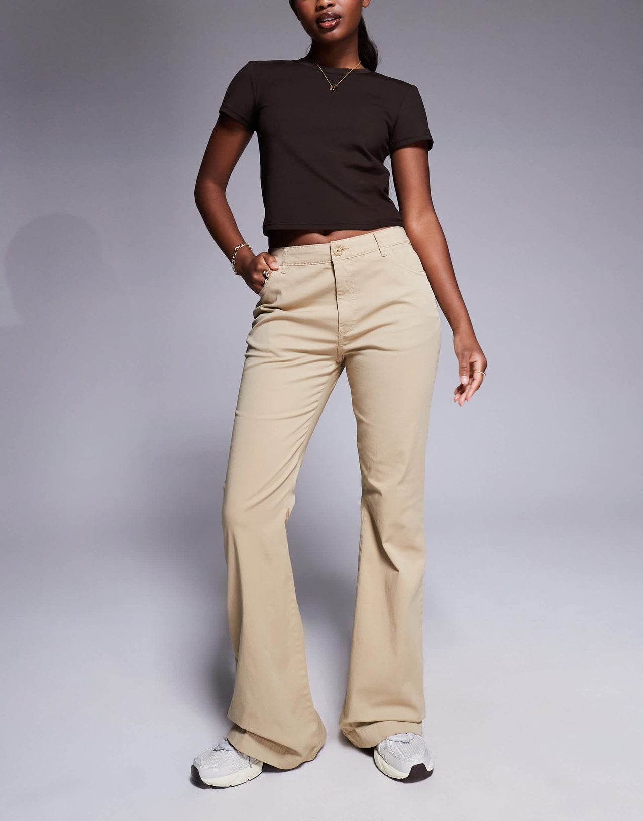 Hugo Blue chino flare trousers in beige