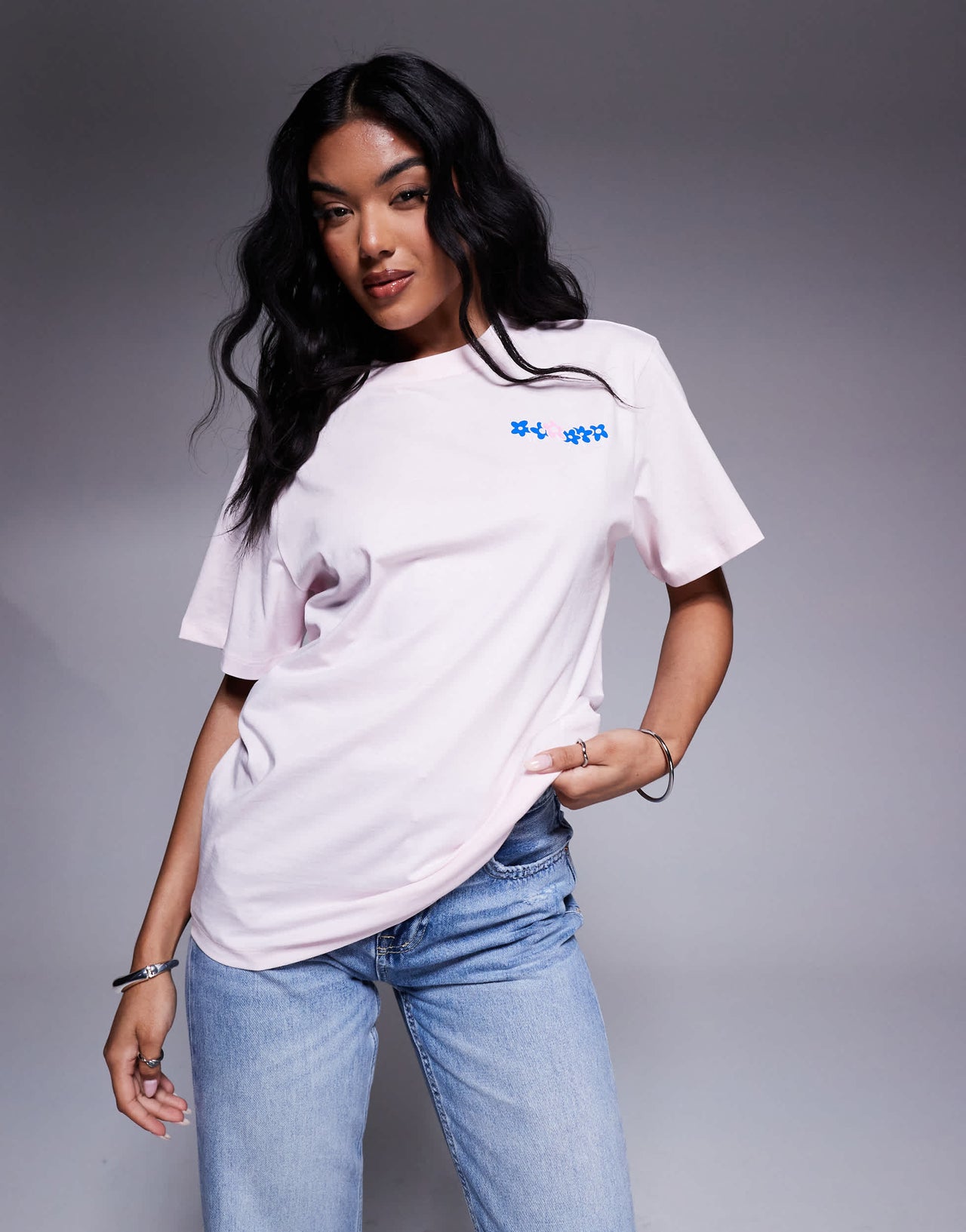 Hugo Blue logo print wintage t-shirt in pink
