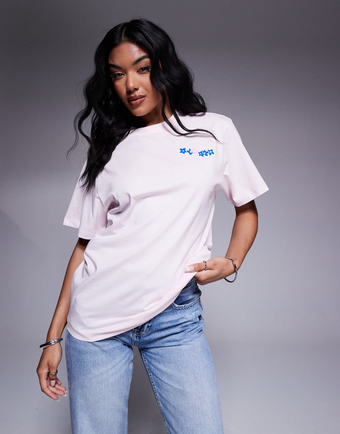Hugo Blue logo print wintage t-shirt in pink