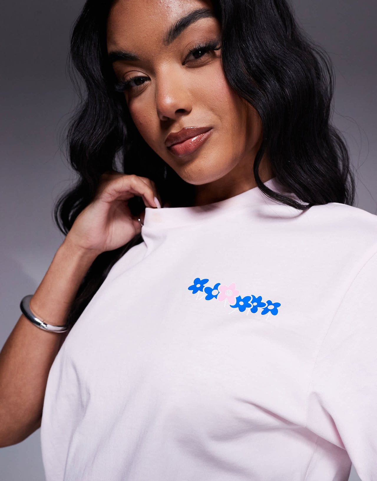 Hugo Blue logo print wintage t-shirt in pink