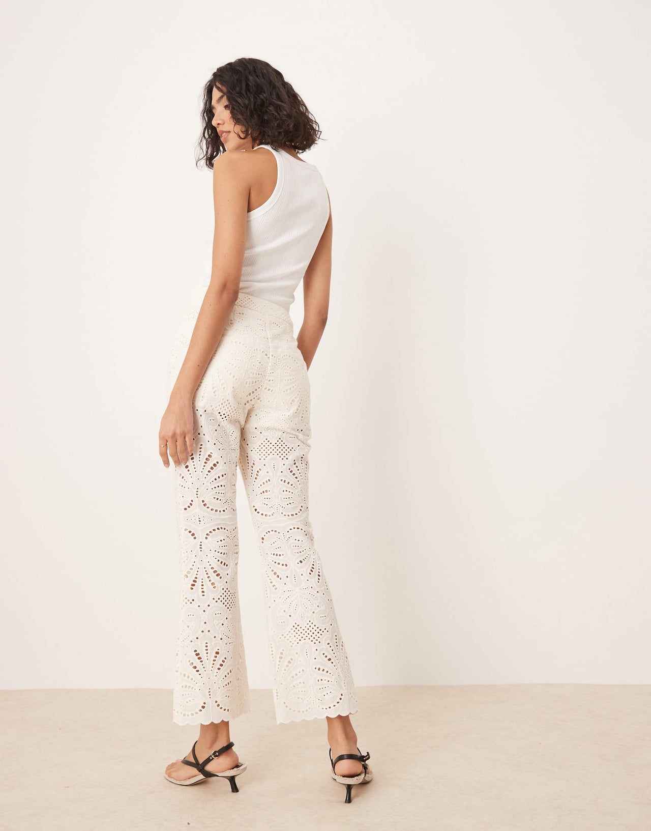 ASOS DESIGN tailored embroidered trousers co-ord in cream