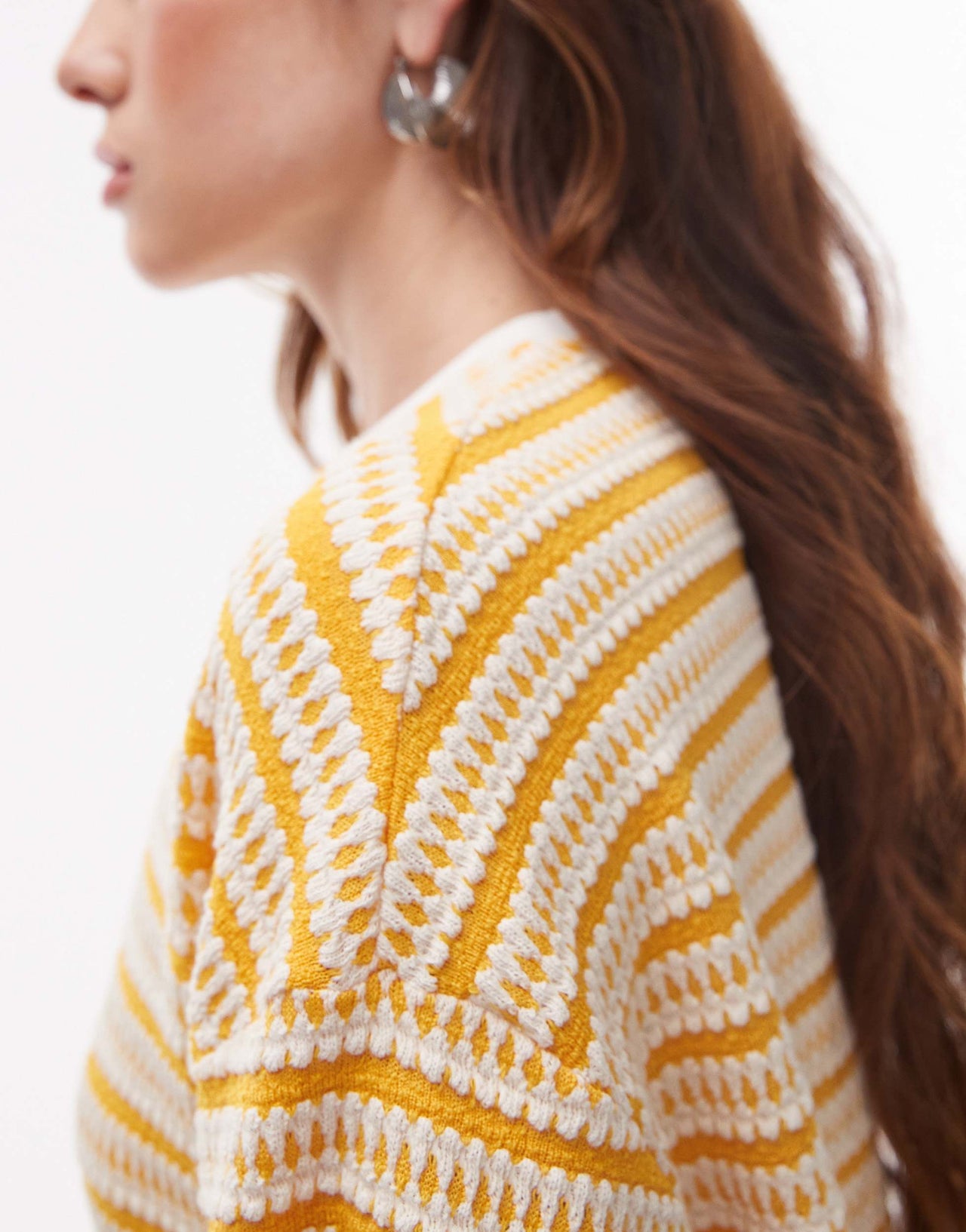 Topshop textured stripe oversized t-shirt co-ord in orange