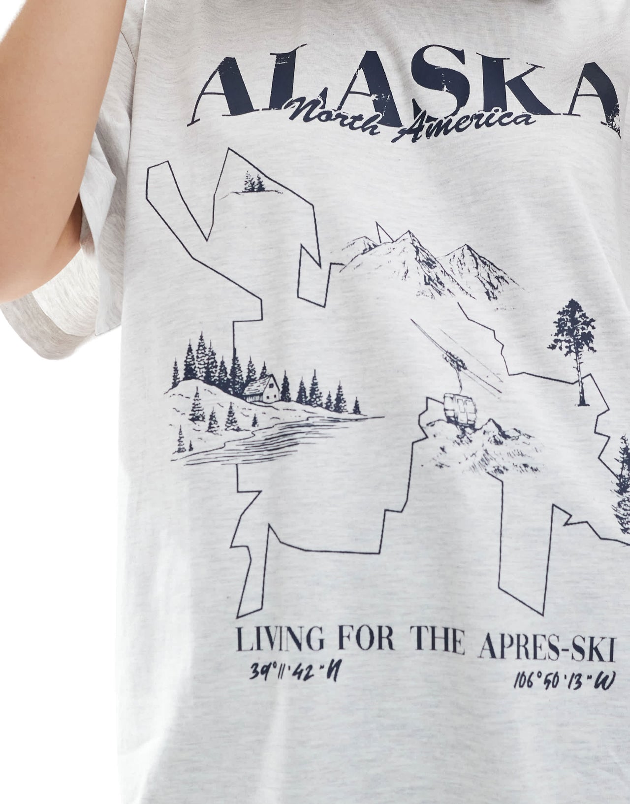 ASOS DESIGN oversized t-shirt with colorado ski graphic in ice marl