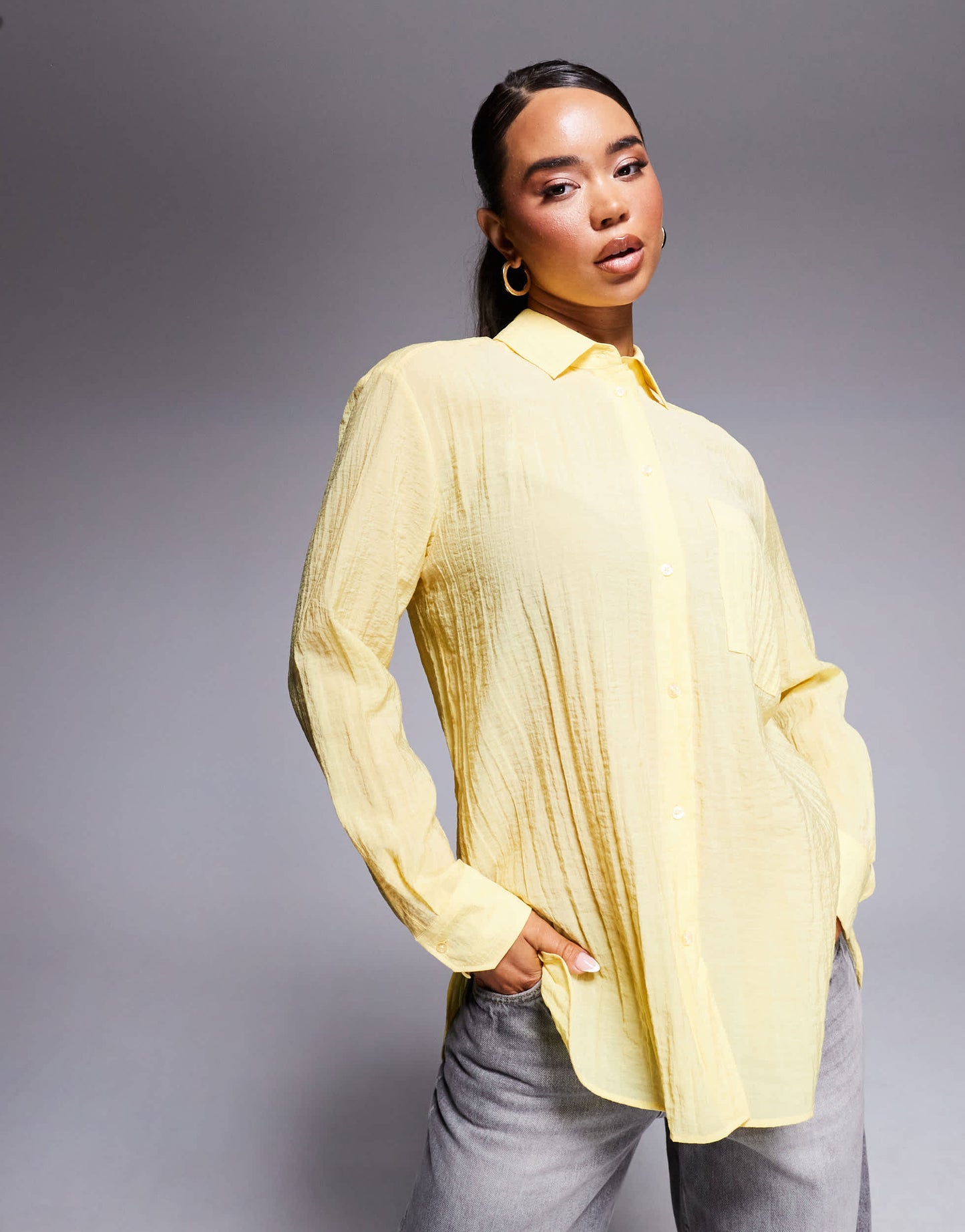 Hugo Red oversized fit shirt in yellow