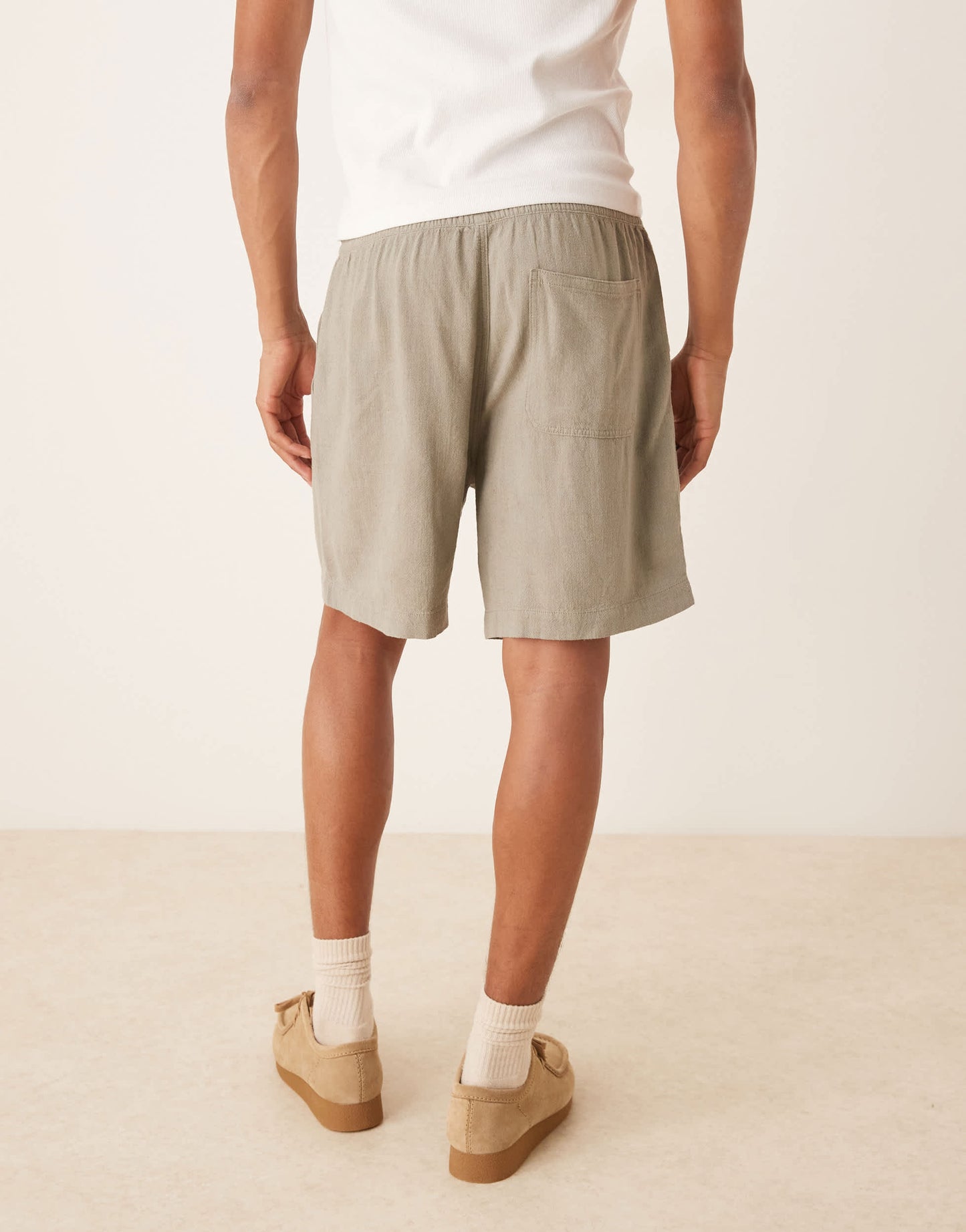 ASOS DESIGN co-ord baggy fit pull on linen rich short in khaki