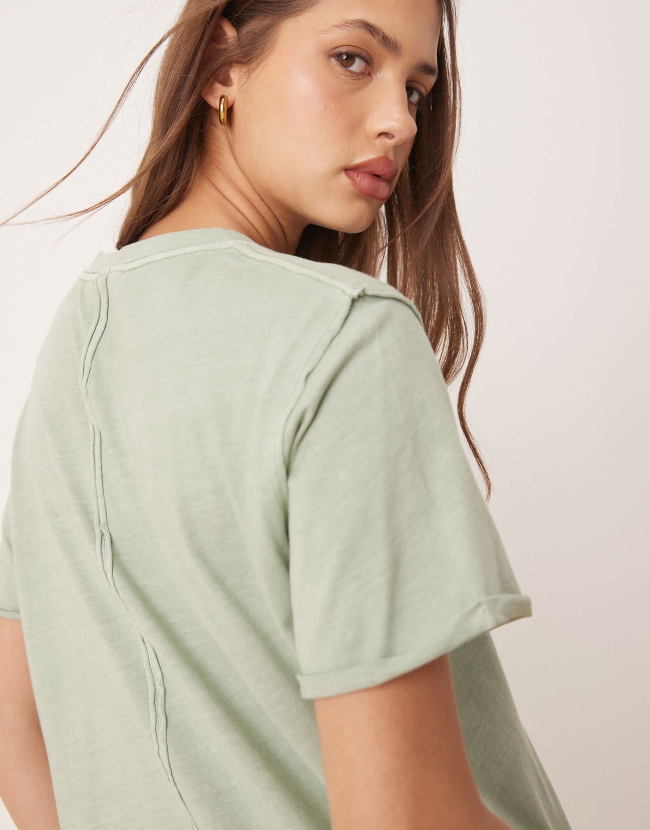 ASOS DESIGN slouchy raw edge regular fit washed t-shirt in washed green
