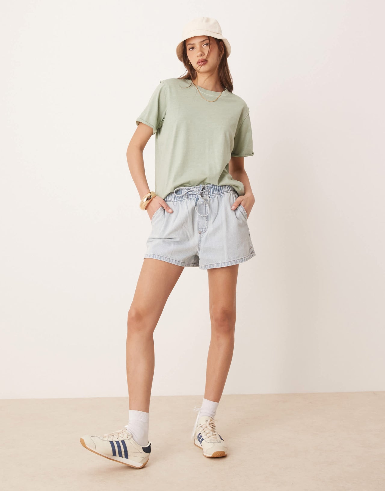ASOS DESIGN slouchy raw edge regular fit washed t-shirt in washed green