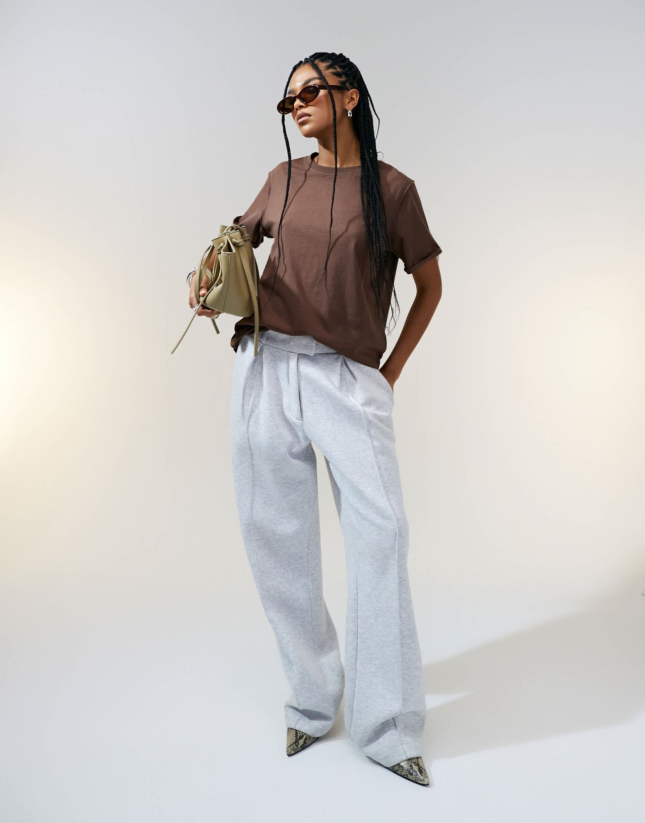 ASOS DESIGN slouchy raw edge regular fit washed t-shirt in chocolate