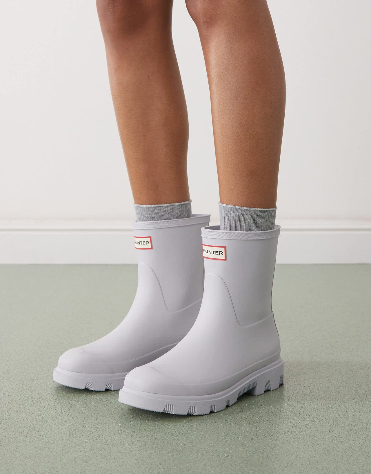 Hunter Downpour short wellington boots in light blue