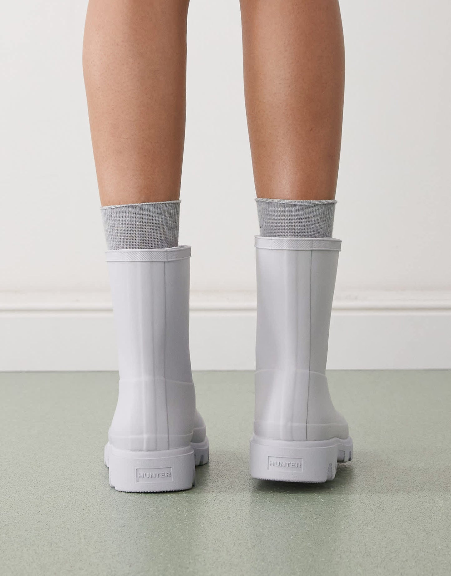 Hunter Downpour short wellington boots in light blue