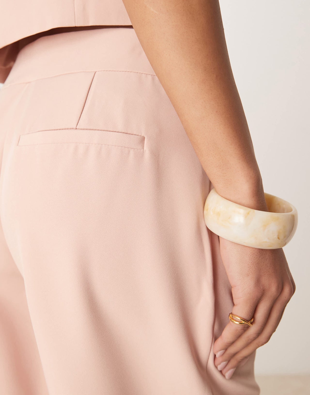Vila pleat front tailored wide leg trouser co-ord in peach whip