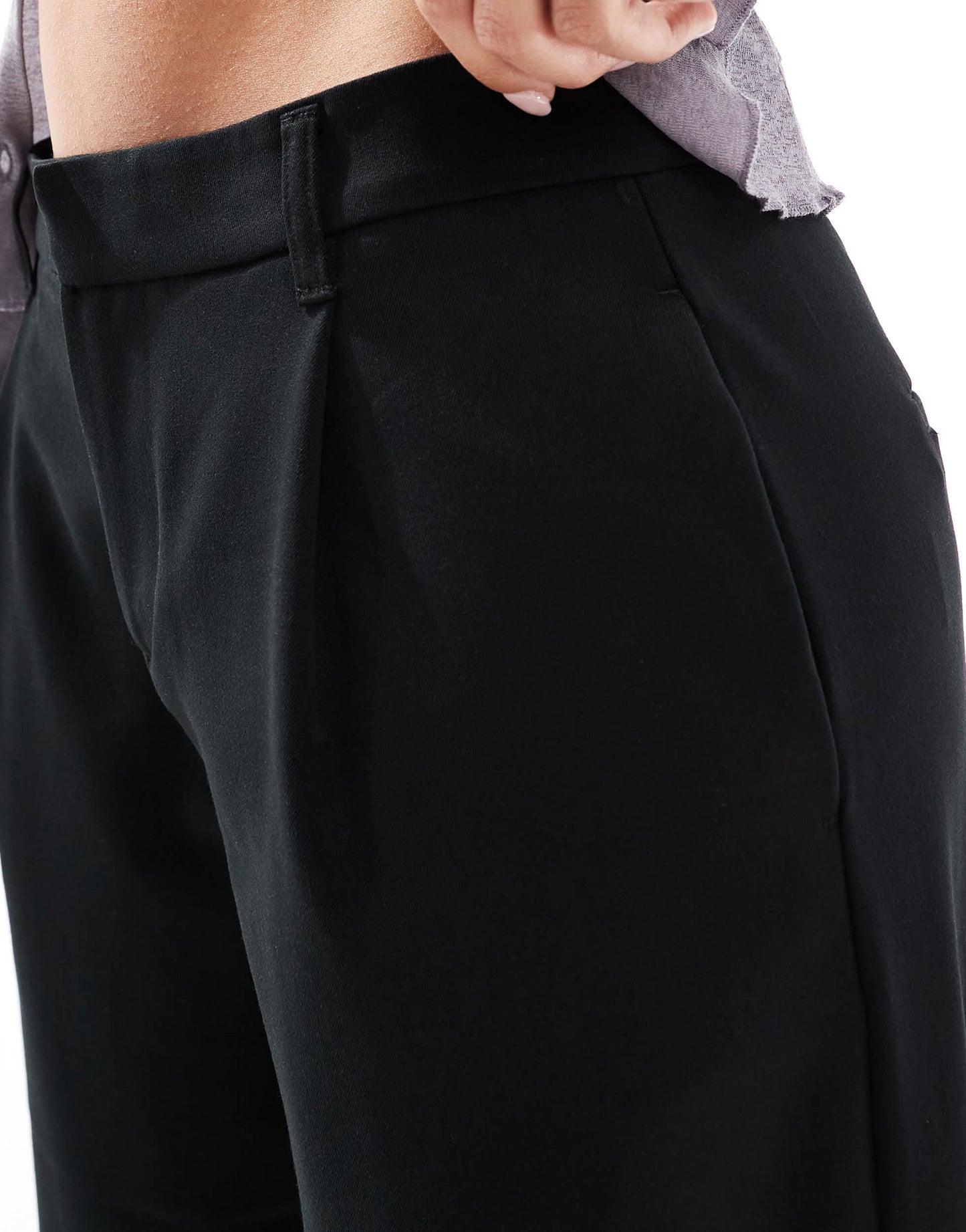 Bershka low rise wide leg tailored trousers in black