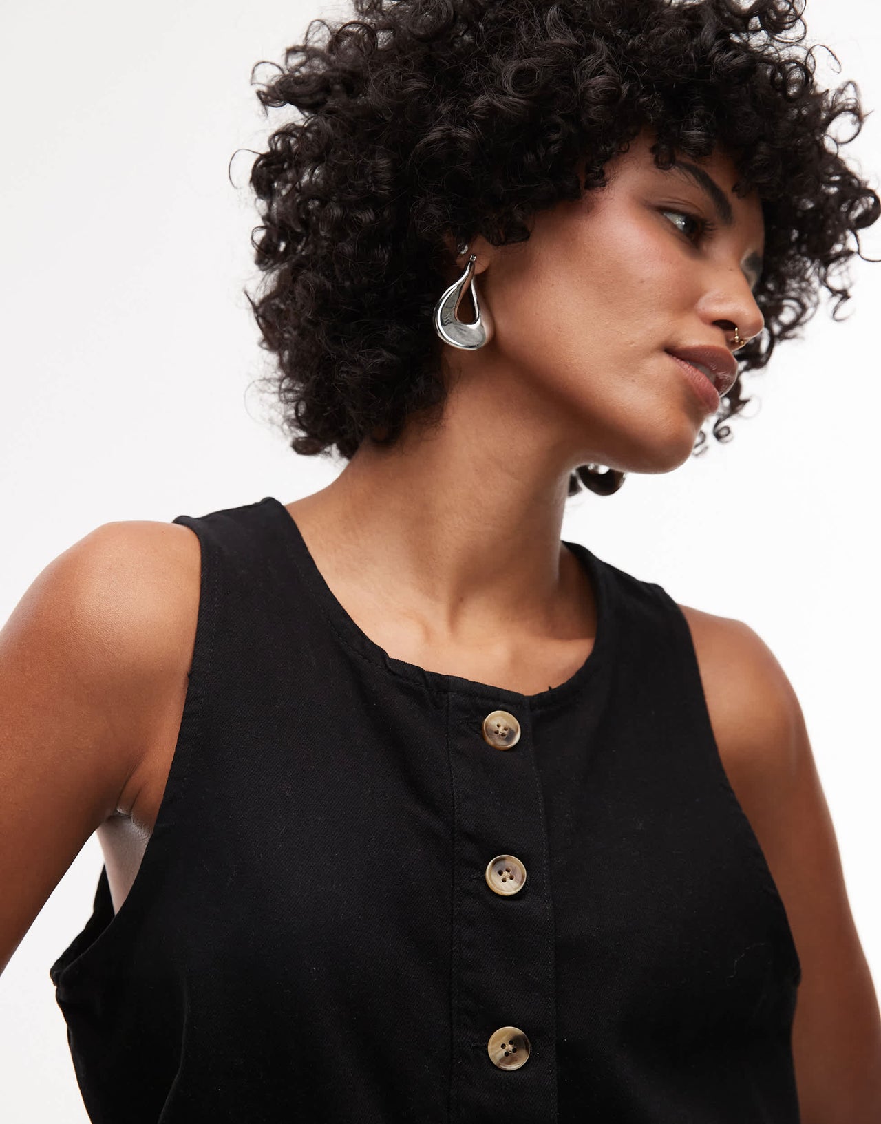 Topshop twill romper in black