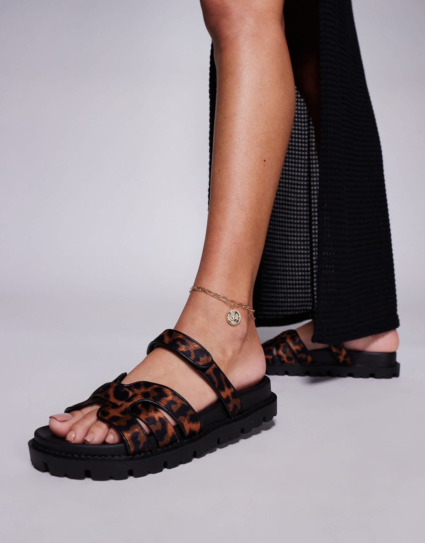 Simmi London Adelle strappy flat sandals in leopard