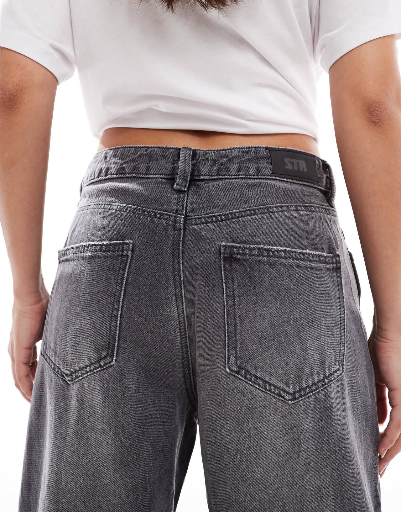 Stradivarius STR low rise baggy jean in washed grey