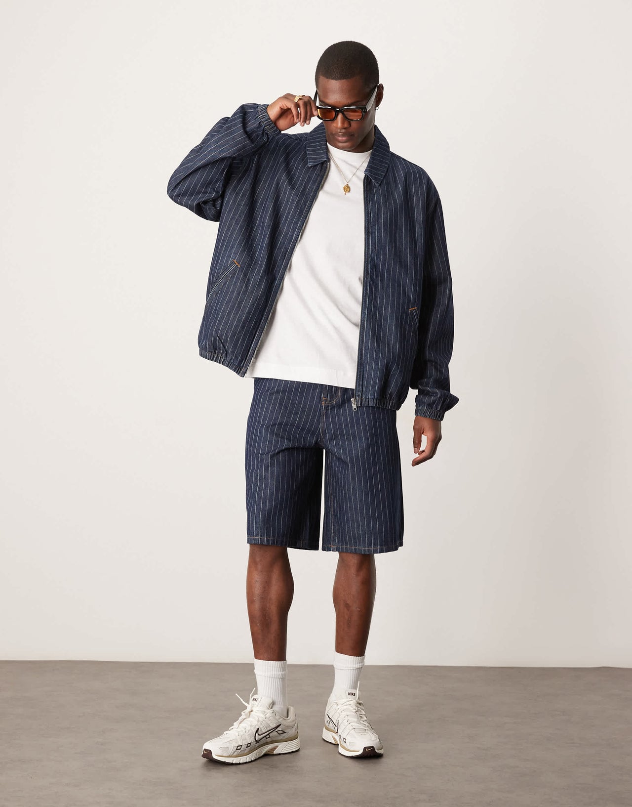 ASOS DESIGN co-ord oversized with pinstripe denim jacket with pinstripe