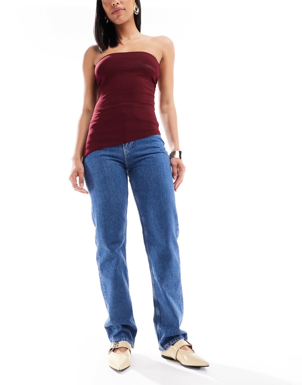Calvin Klein Jeans high rise straight jeans in mid blue wash