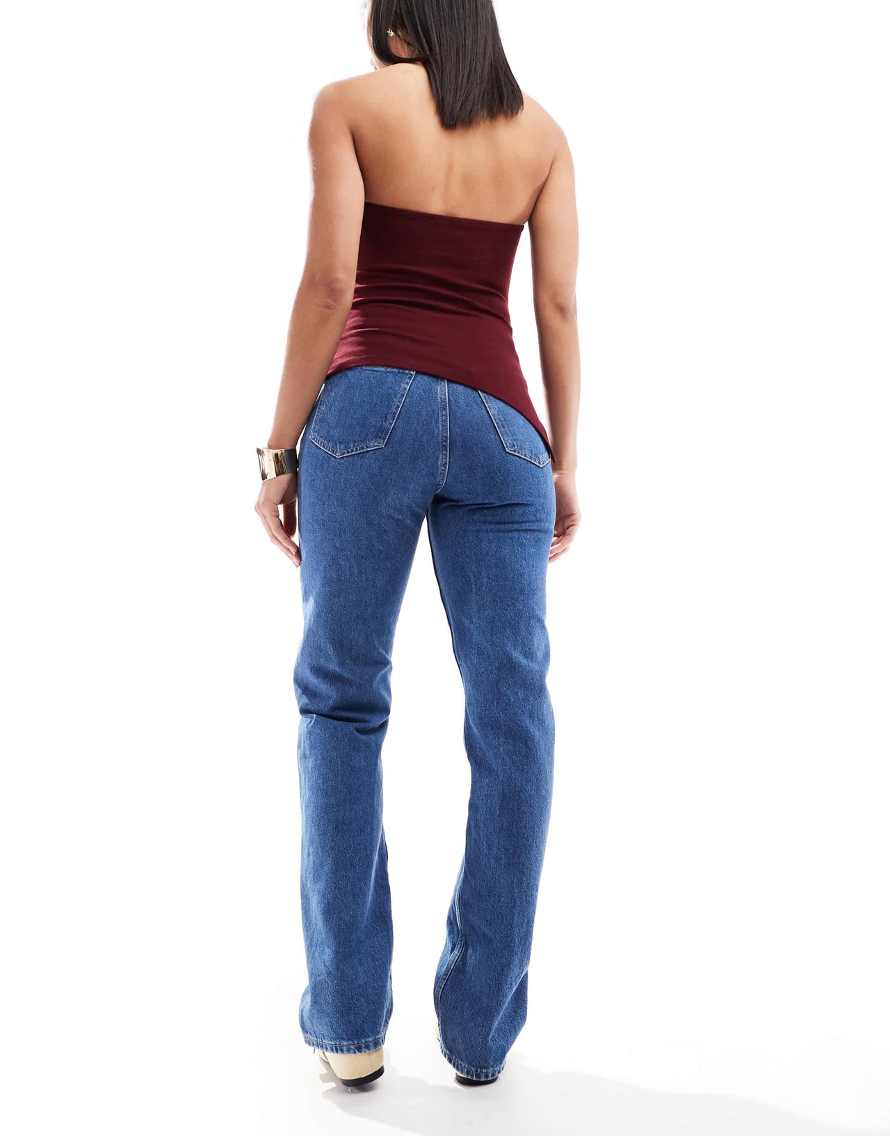 Calvin Klein Jeans high rise straight jeans in mid blue wash