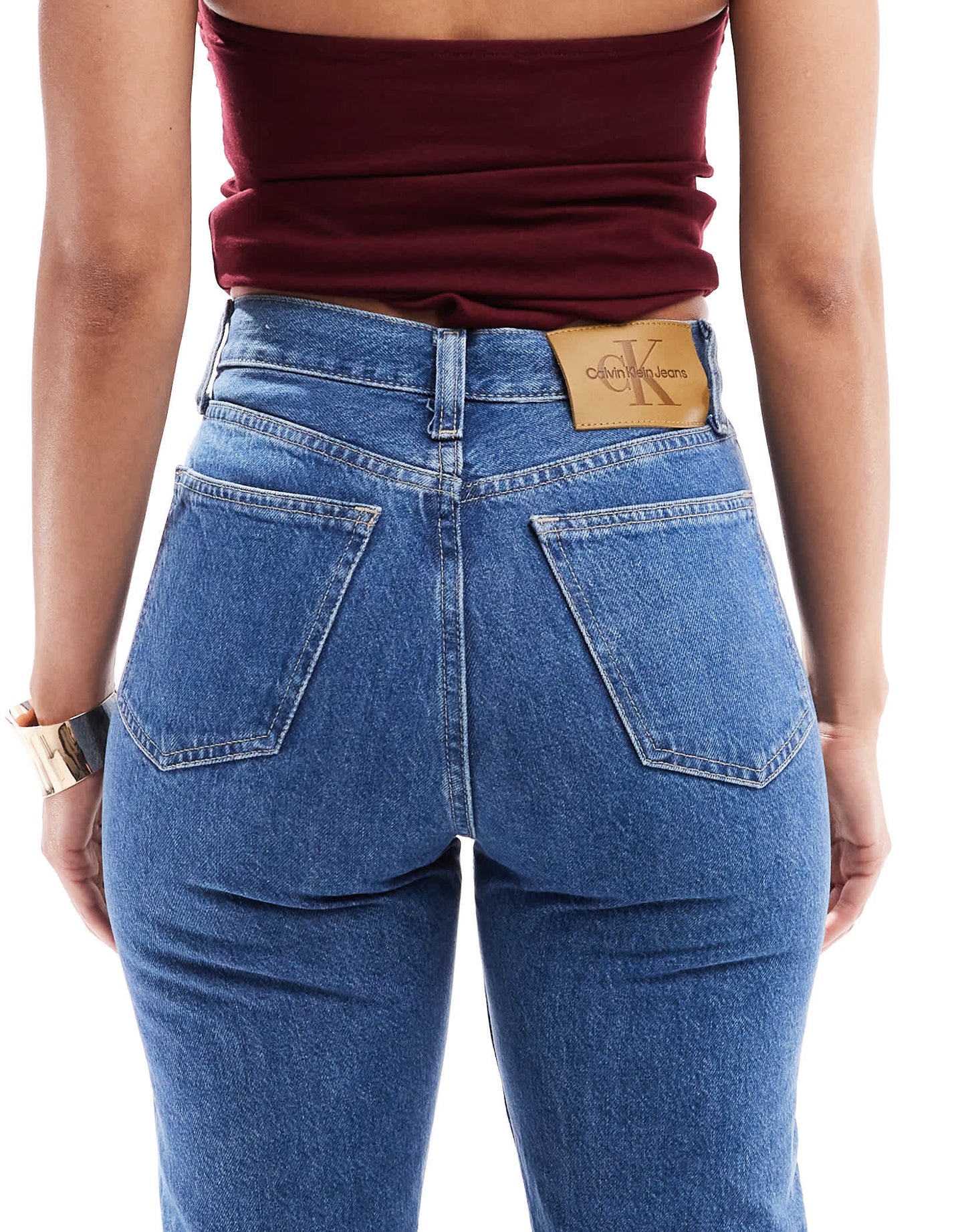 Calvin Klein Jeans high rise straight jeans in mid blue wash