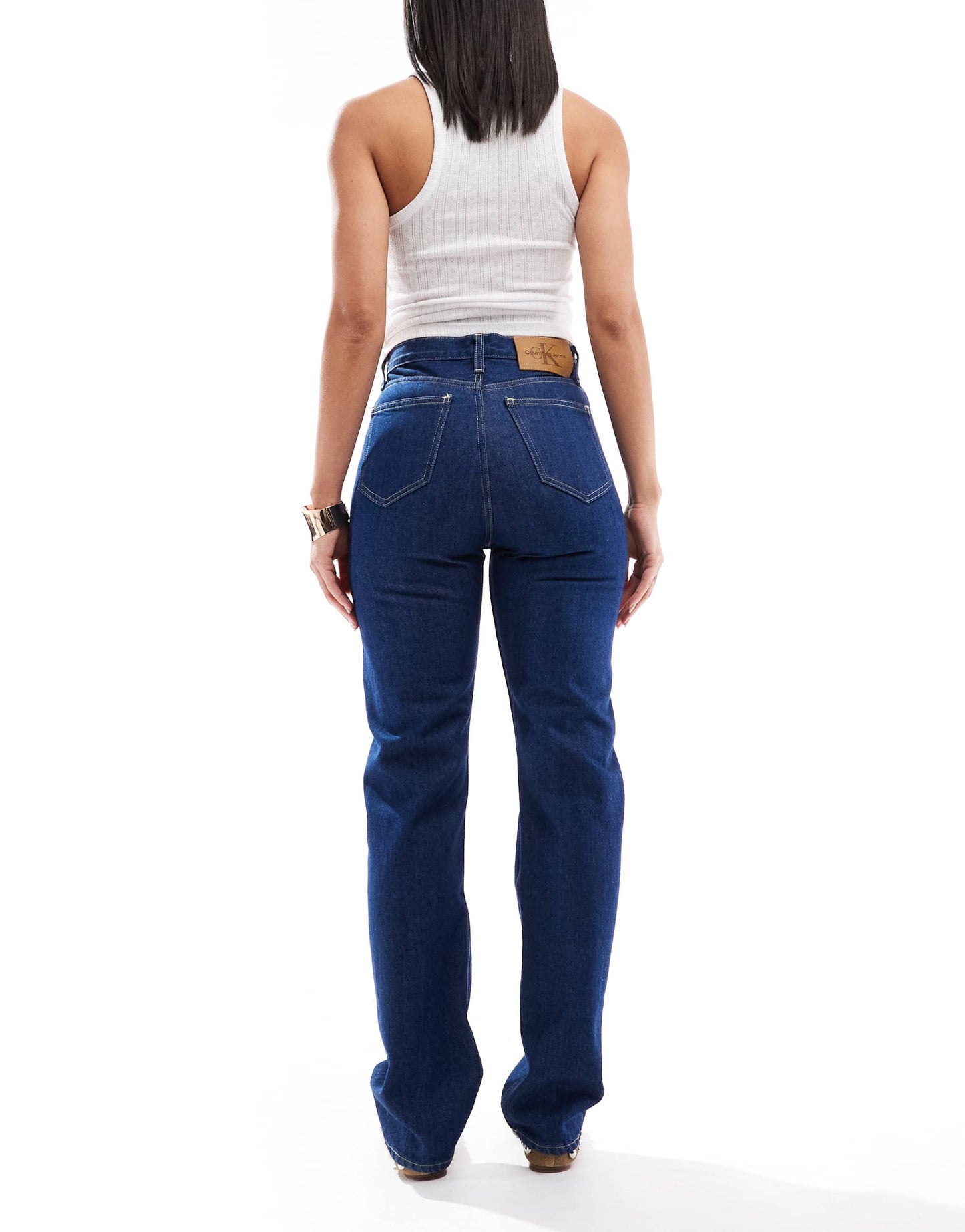 Calvin Klein Jeans high rise straight jeans in dark denim rinse