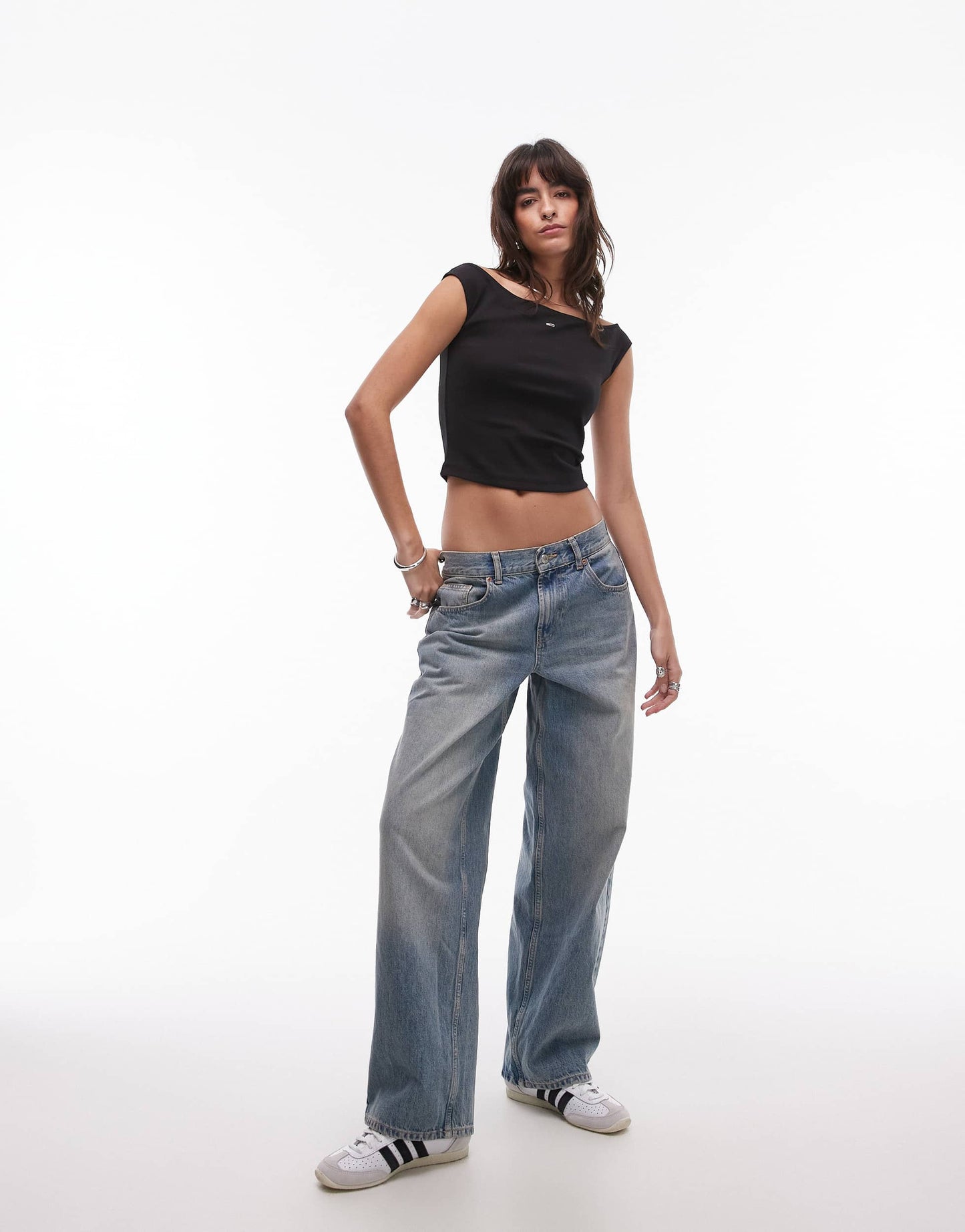 Tommy Jeans off shoulder top in black