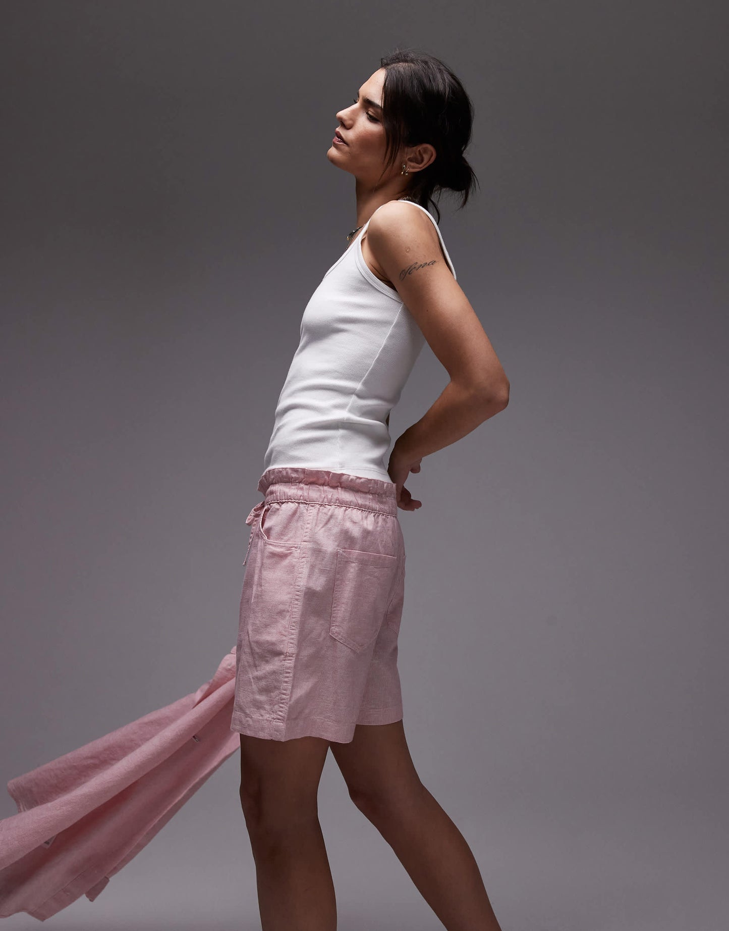 Tommy Jeans linen boxer shorts in pink and white stripe