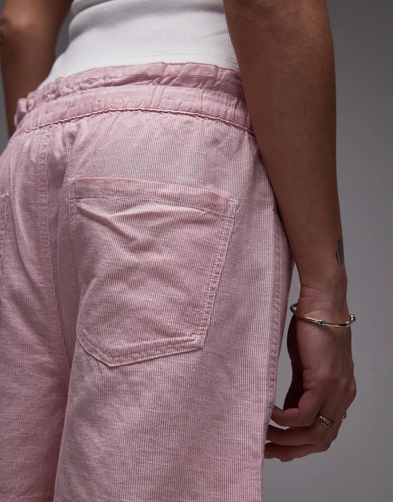 Tommy Jeans linen boxer shorts in pink and white stripe