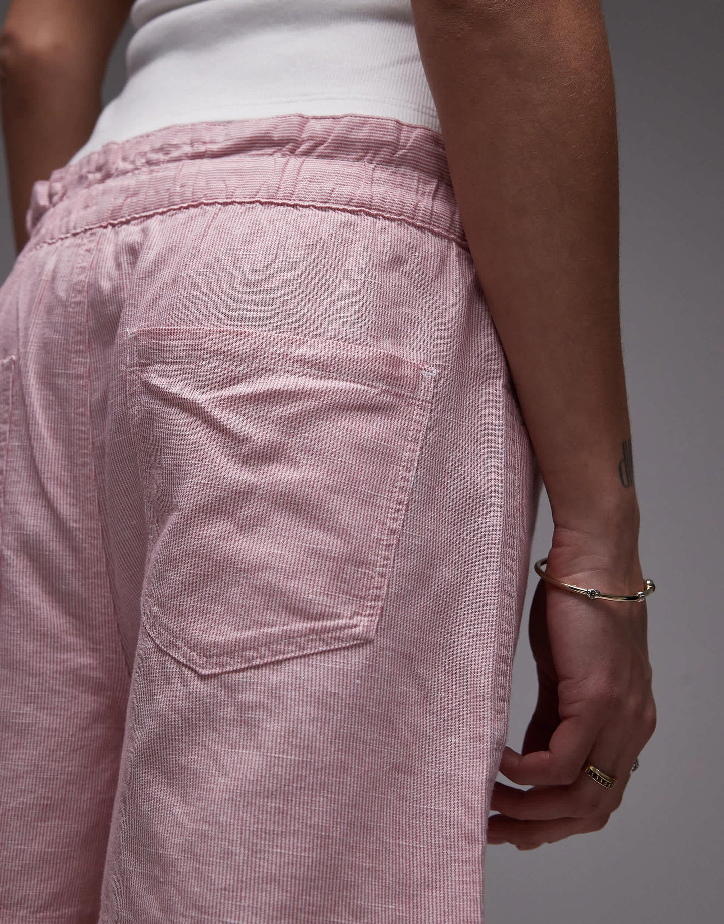Tommy Jeans linen boxer shorts in pink and white stripe