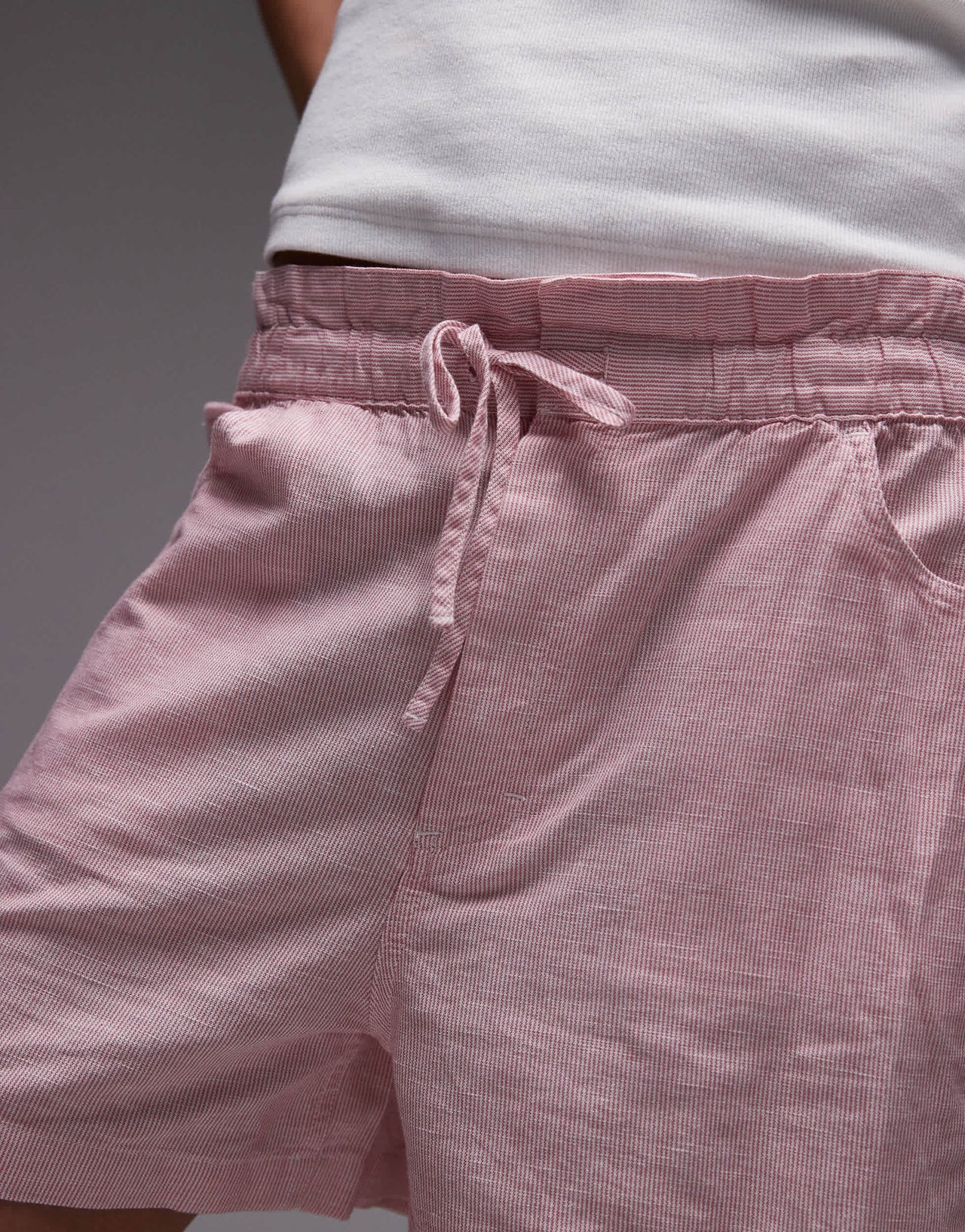 Tommy Jeans linen boxer shorts in pink and white stripe
