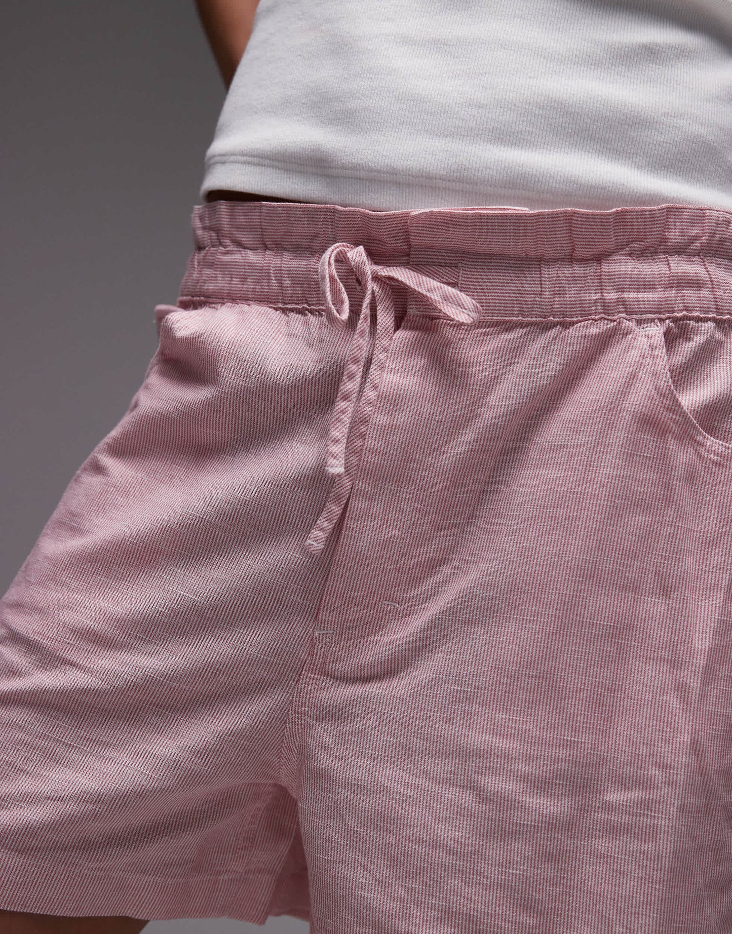 Tommy Jeans linen boxer shorts in pink and white stripe