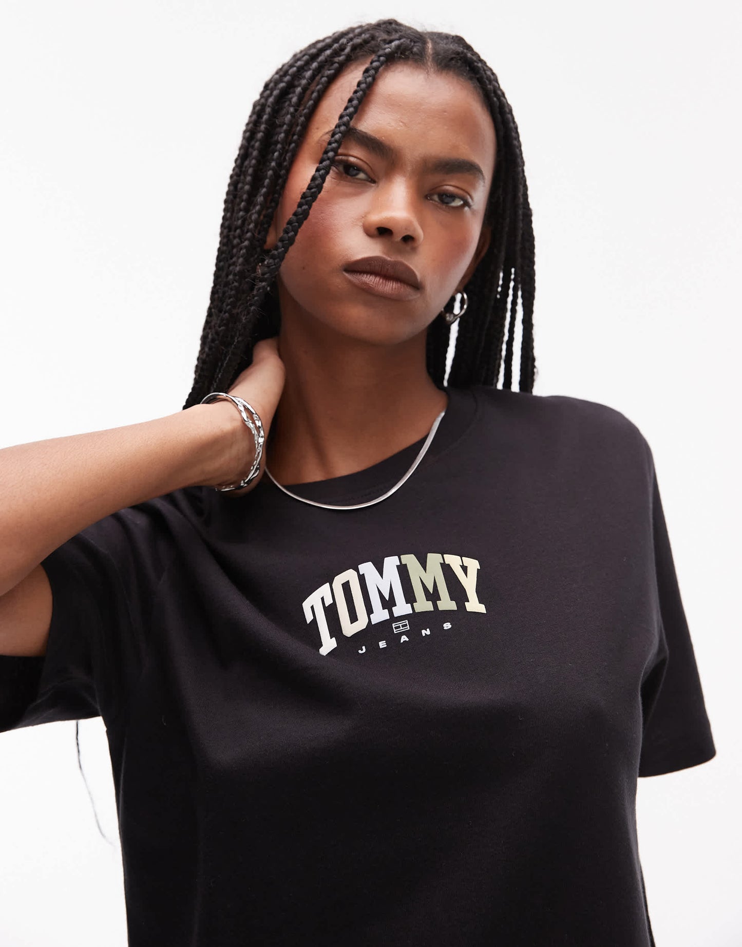 Tommy Jeans neutral varsity logo t-shirt in black