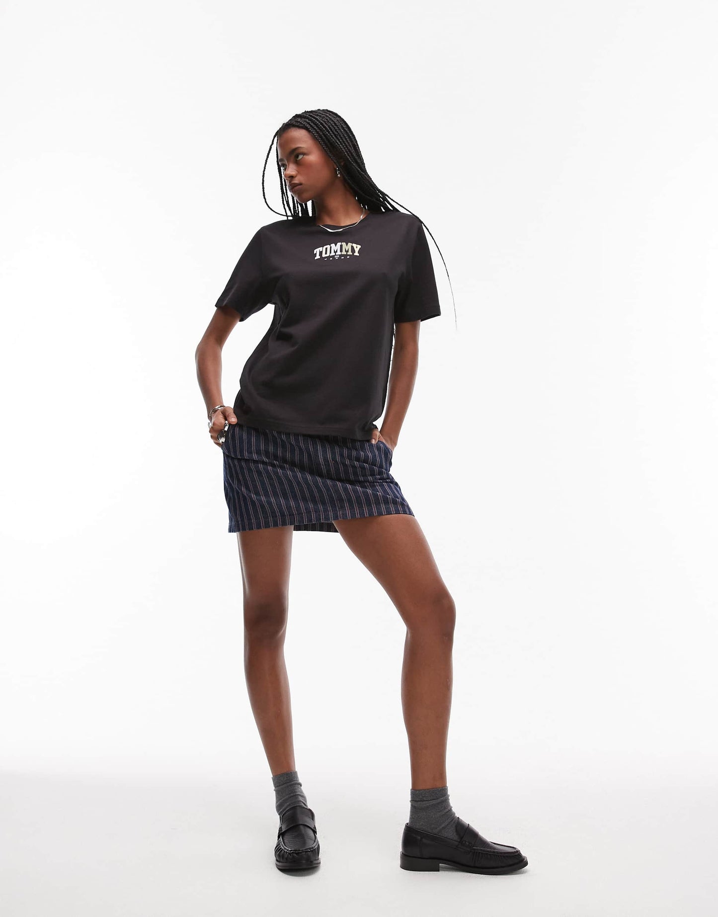 Tommy Jeans neutral varsity logo t-shirt in black