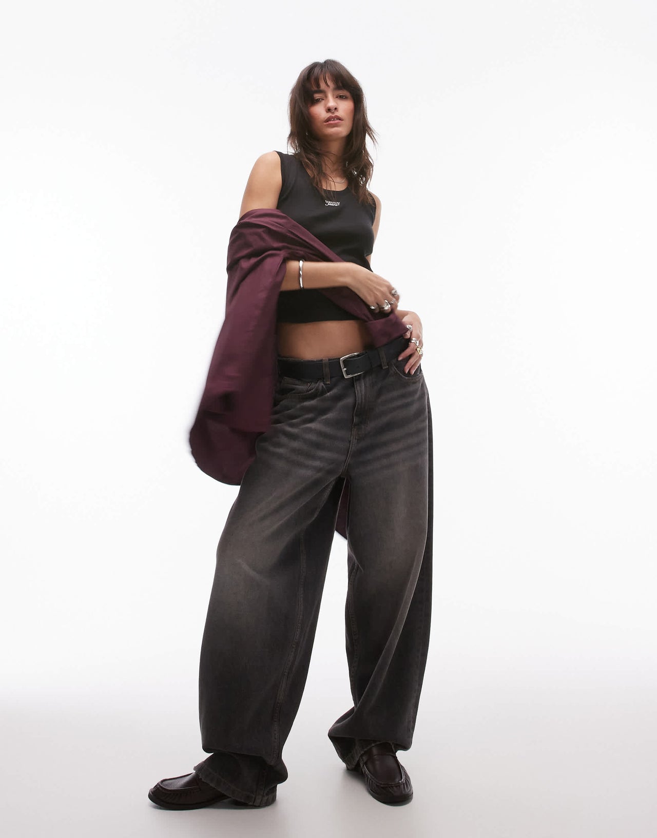 Tommy Jeans script rib tank top in black