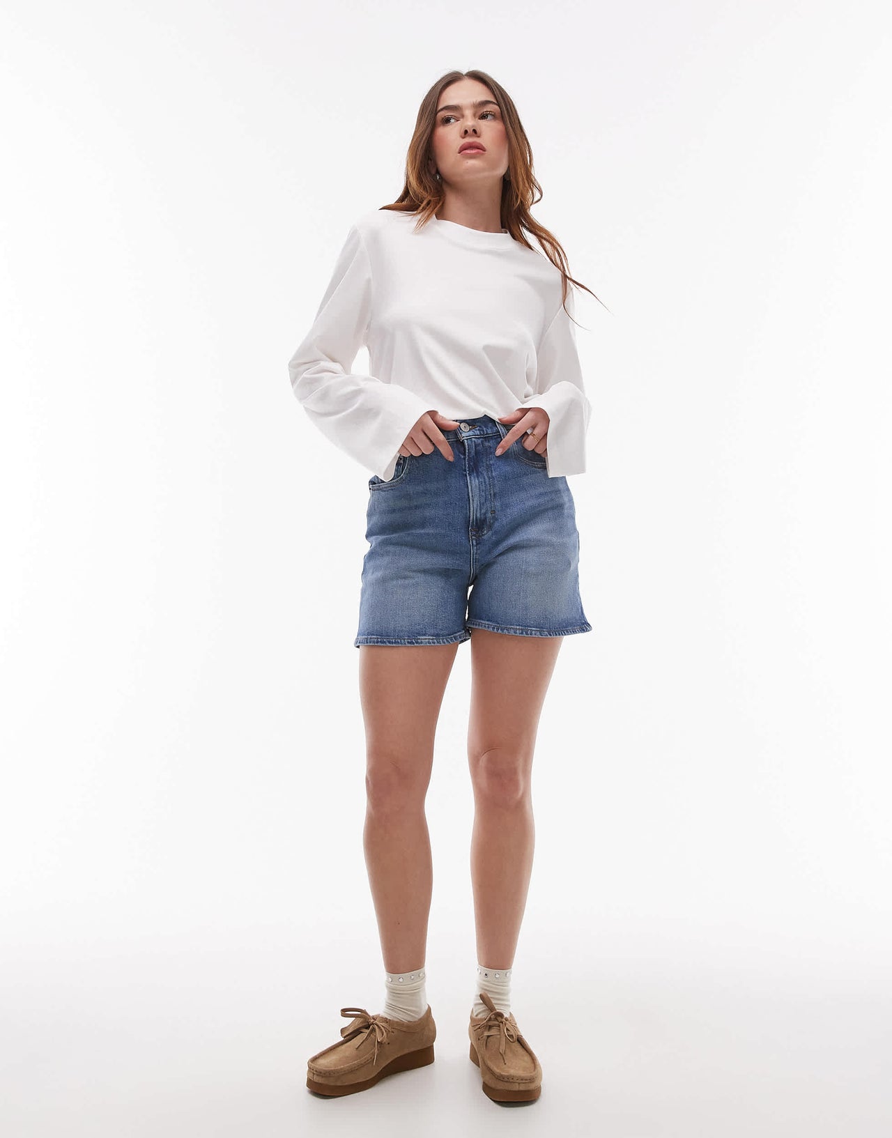 Tommy Jeans mom denim shorts in mid wash