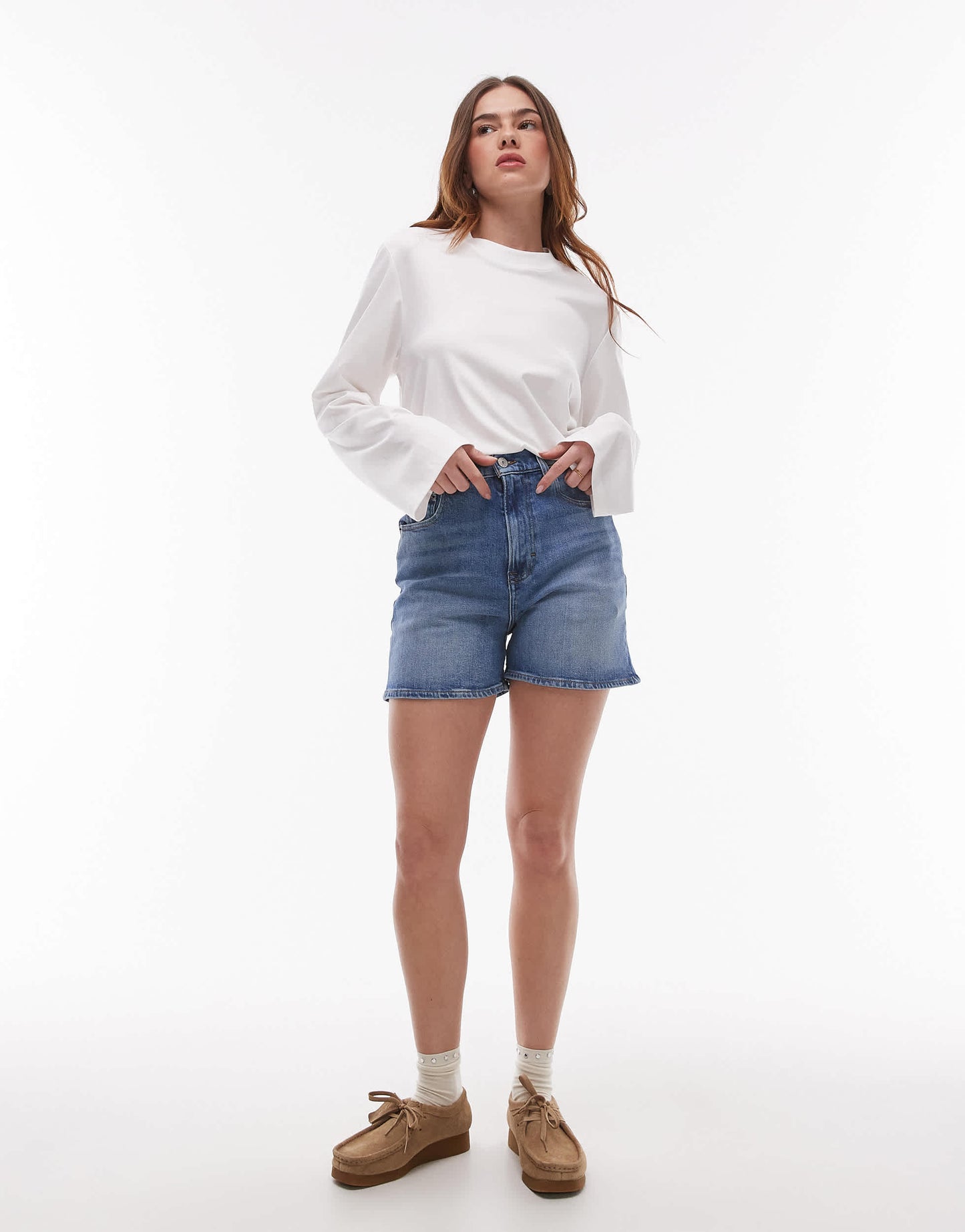 Tommy Jeans mom denim shorts in mid wash