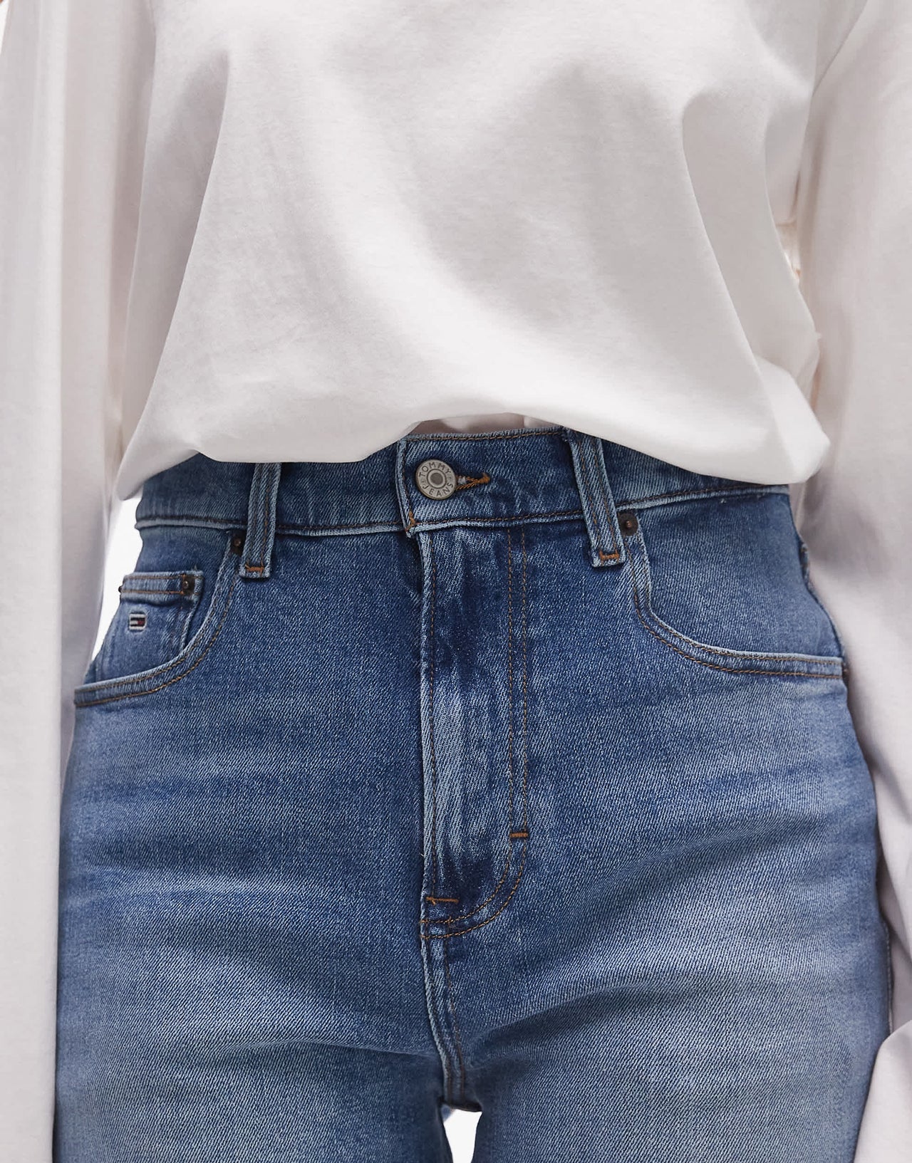 Tommy Jeans mom denim shorts in mid wash