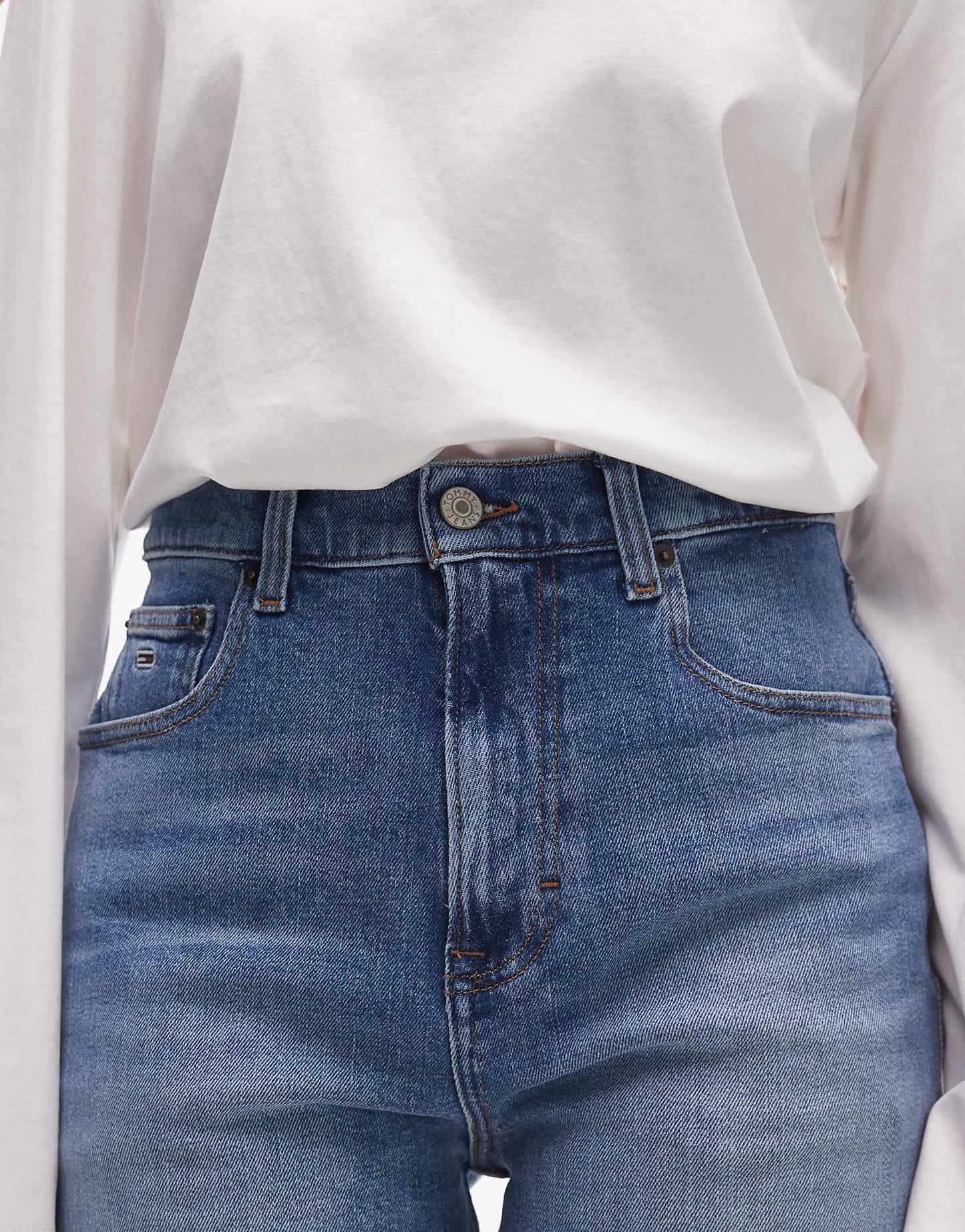 Tommy Jeans mom denim shorts in mid wash