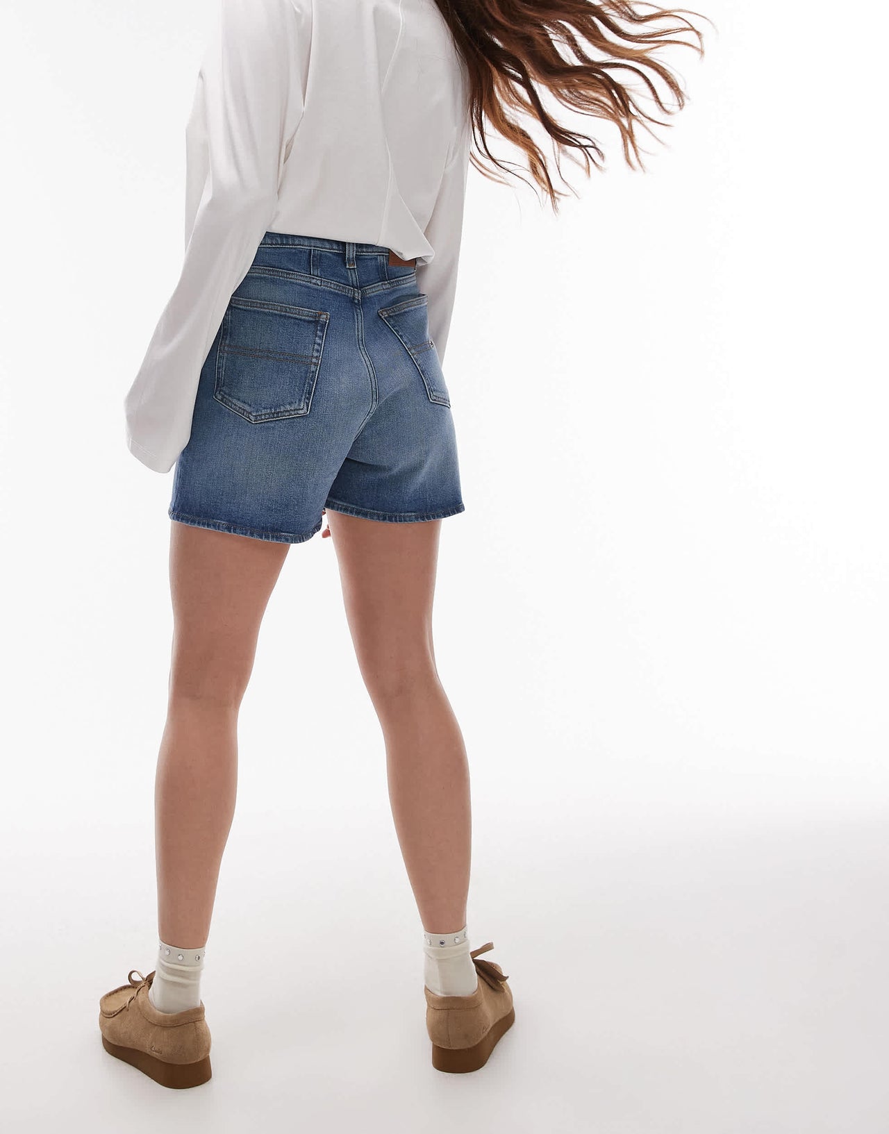 Tommy Jeans mom denim shorts in mid wash