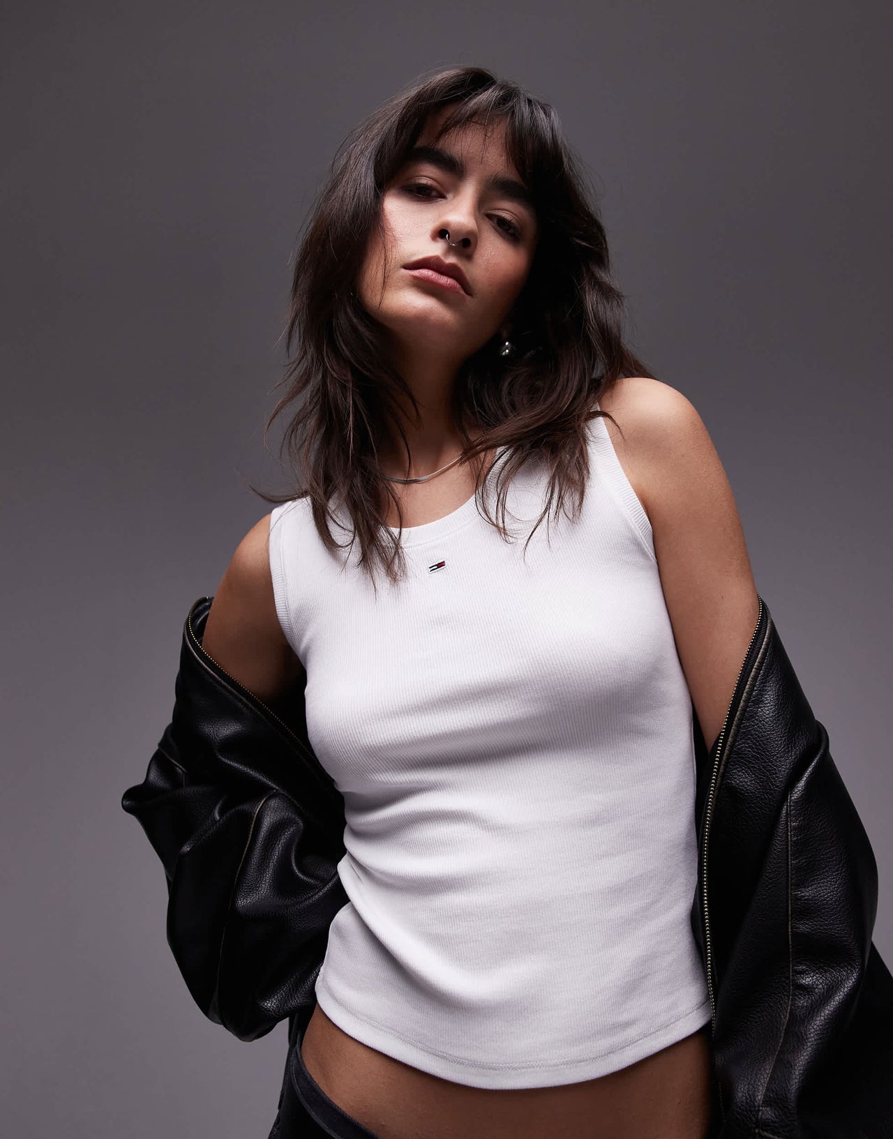 Tommy Jeans essential rib tank top in white