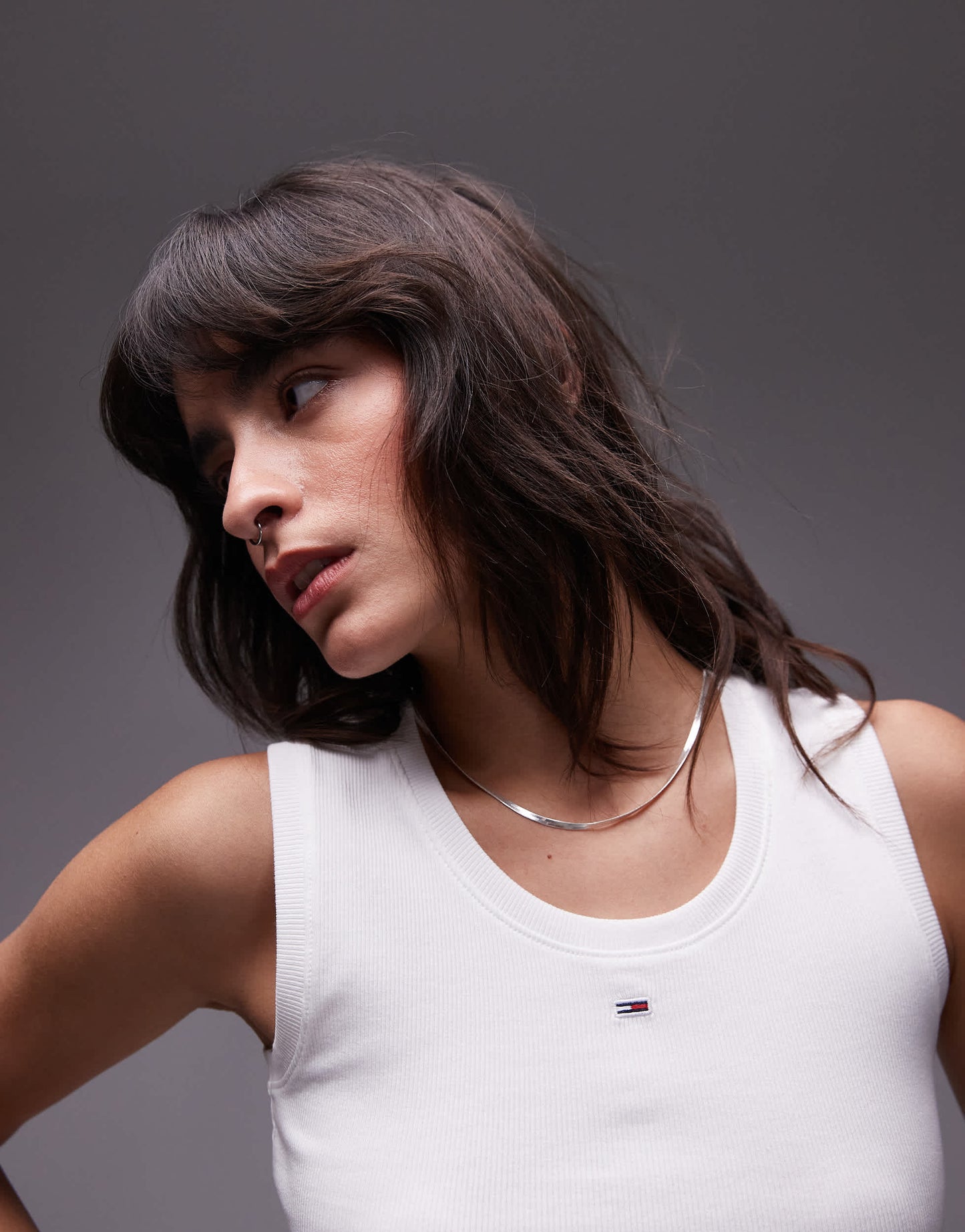Tommy Jeans essential rib tank top in white
