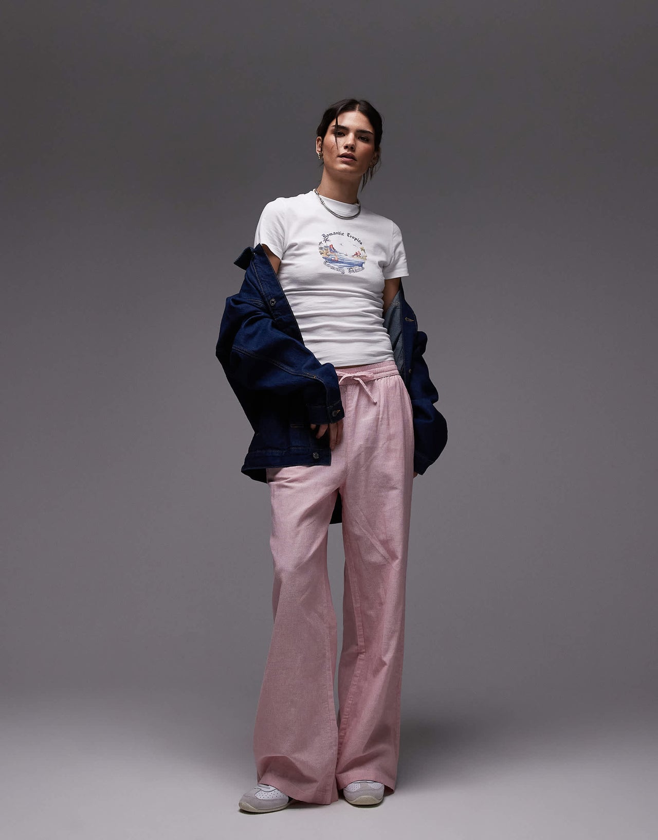 Tommy Jeans romantic tropics graphic t-shirt in white