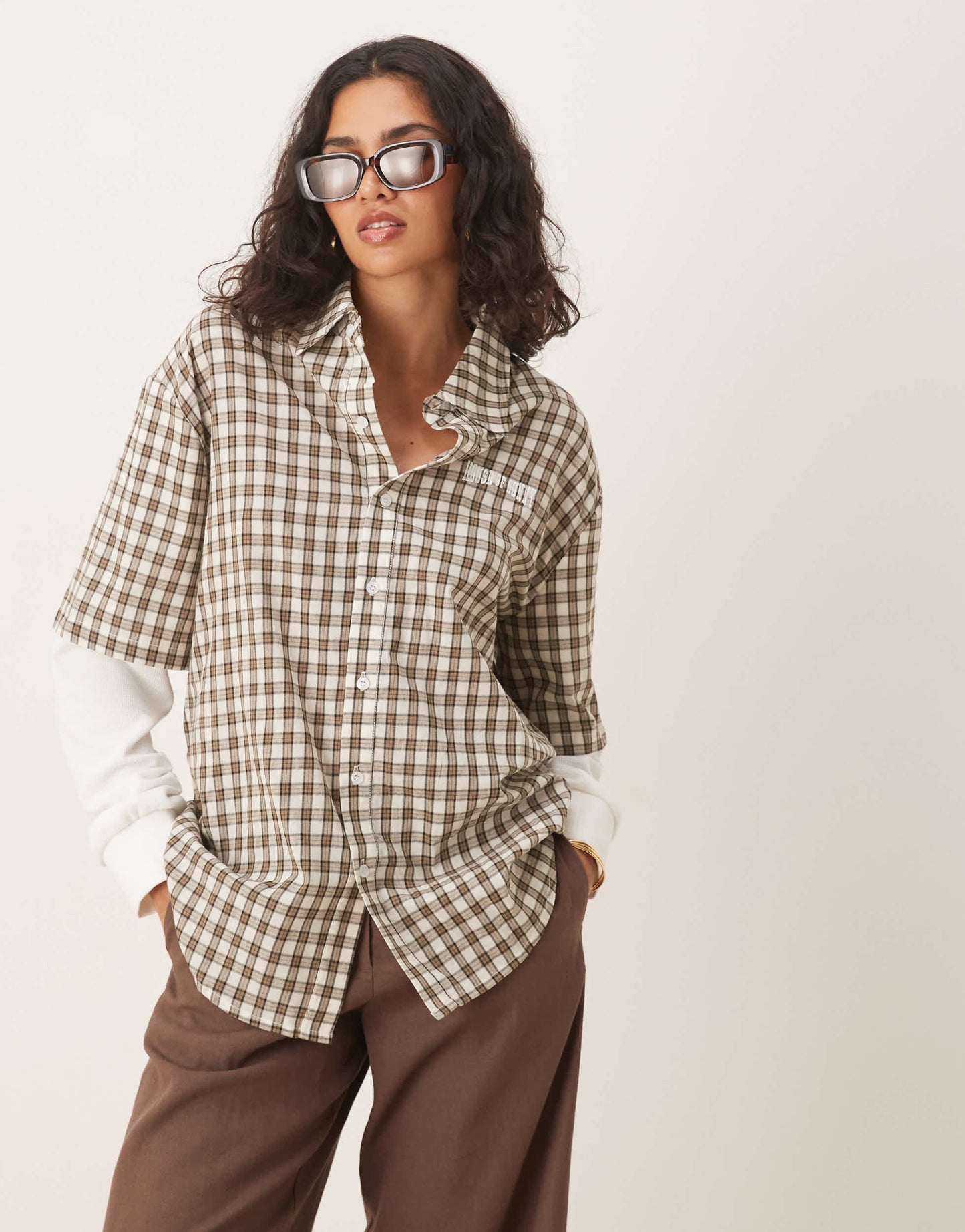 House of Sunny double layered check shirt in multi