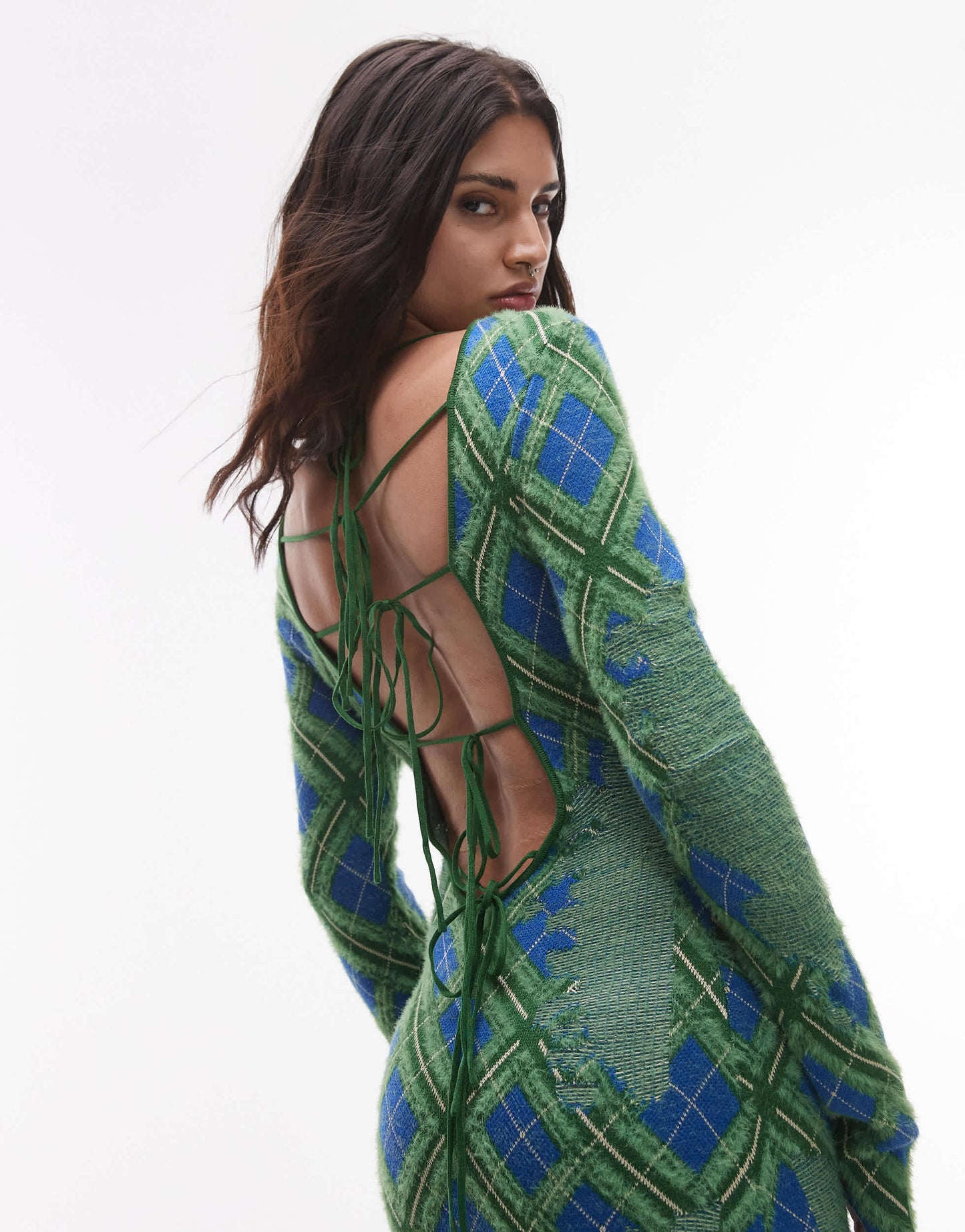 House of Sunny the victoria knitted long sleeve dress in multi