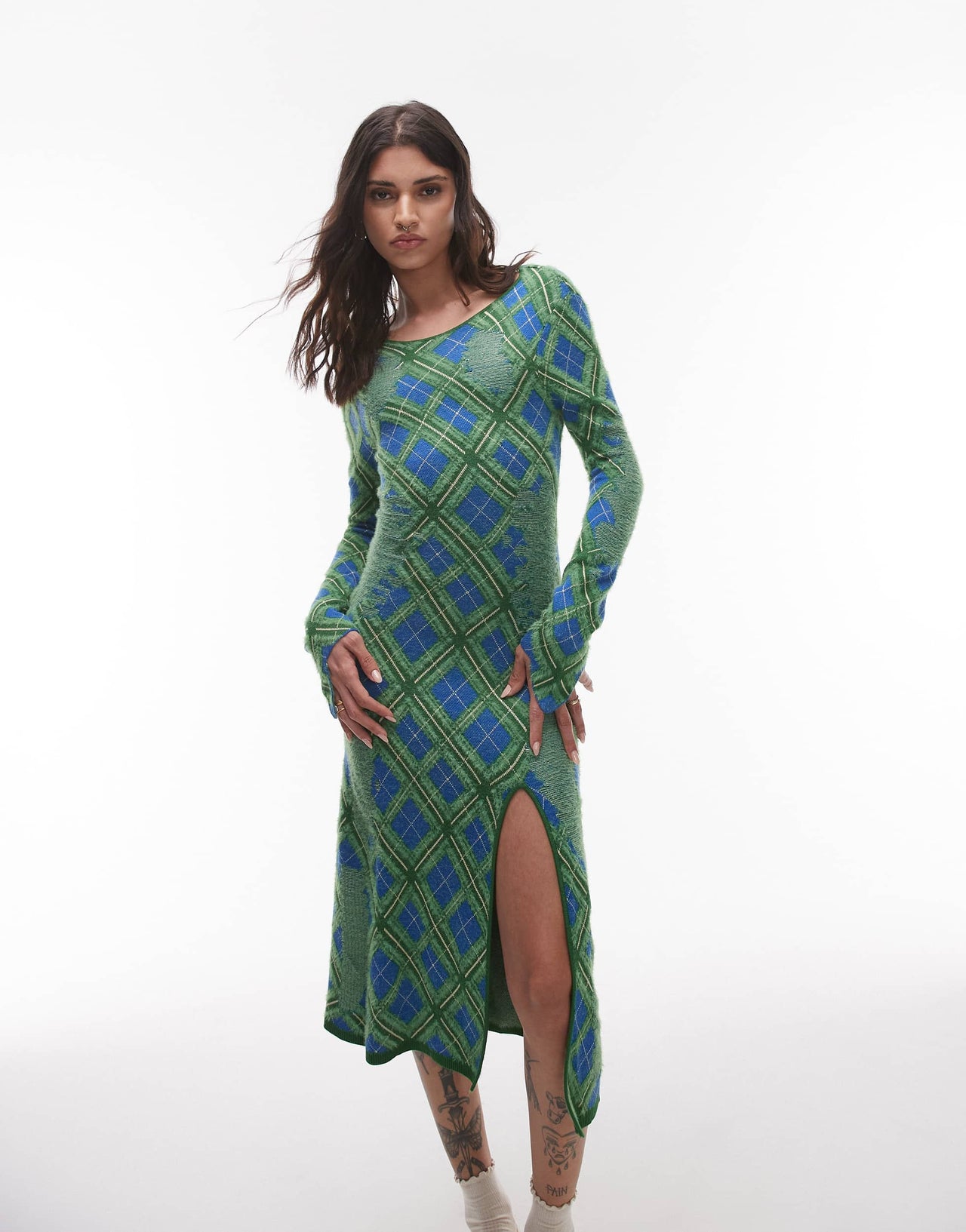 House of Sunny the victoria knitted long sleeve dress in multi