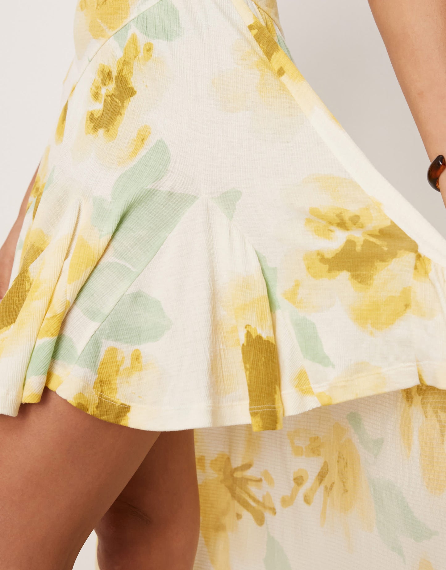 ASOS DESIGN seam detailed high low hem midi dress in vintage floral print