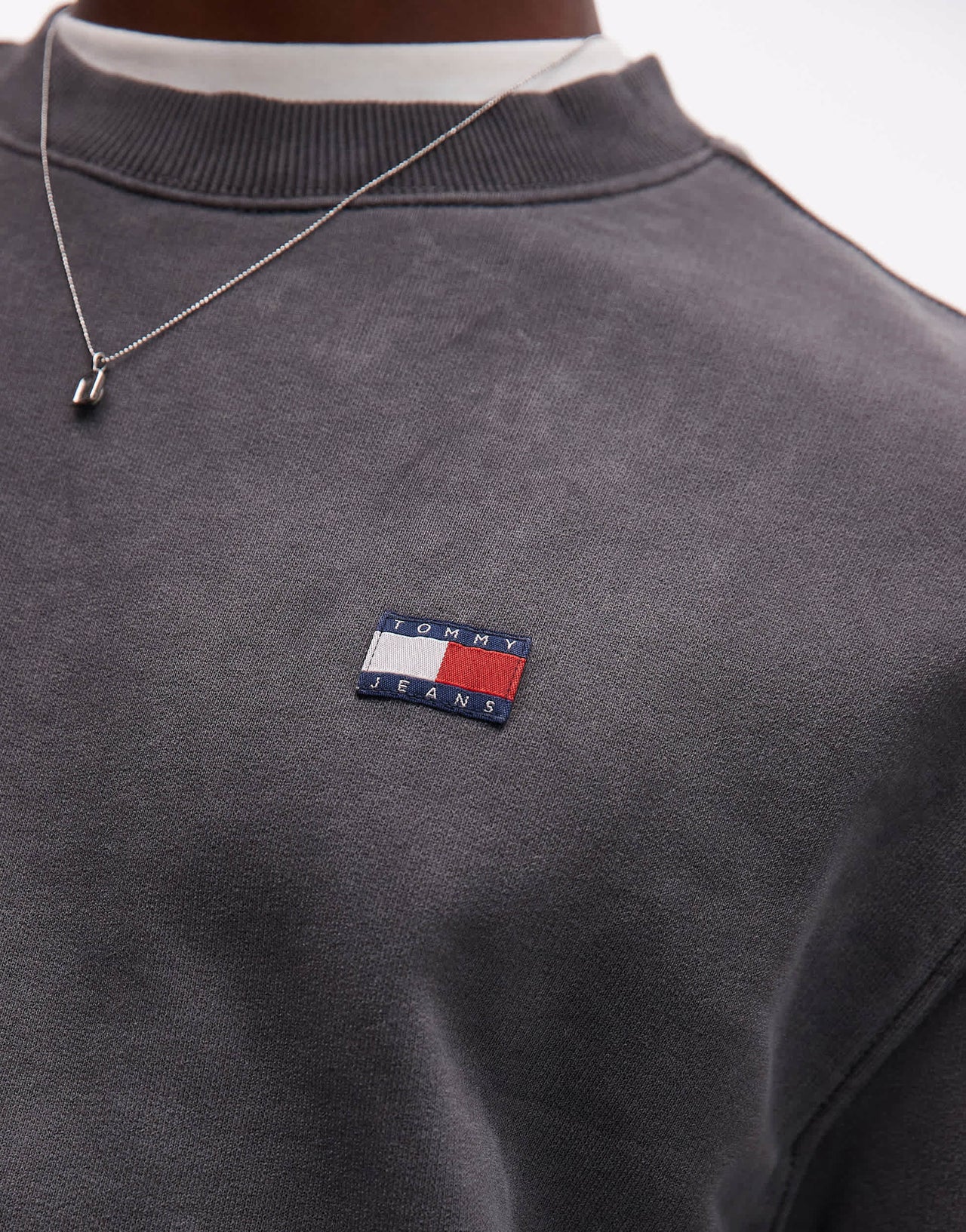 Tommy Jeans badge sweatshirt in washed black