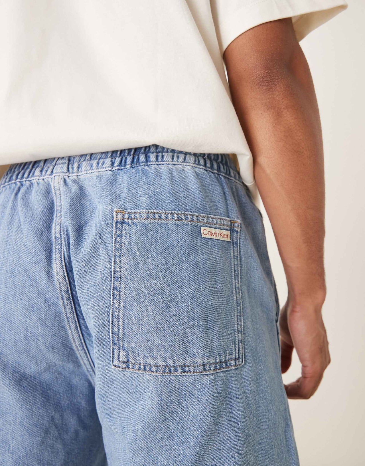 Calvin Klein Jeans relaxed pull on shorts in light blue wash