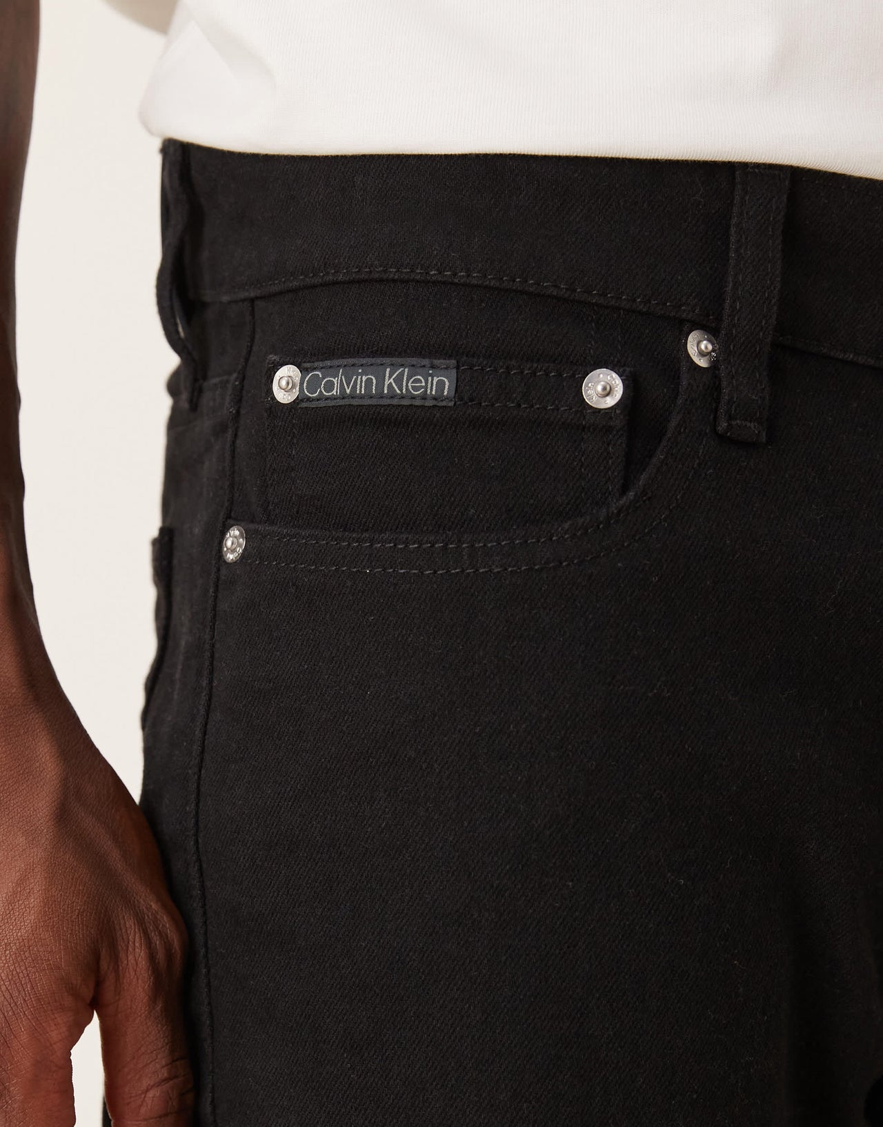 Calvin Klein Jeans slim turn up denim shorts in black